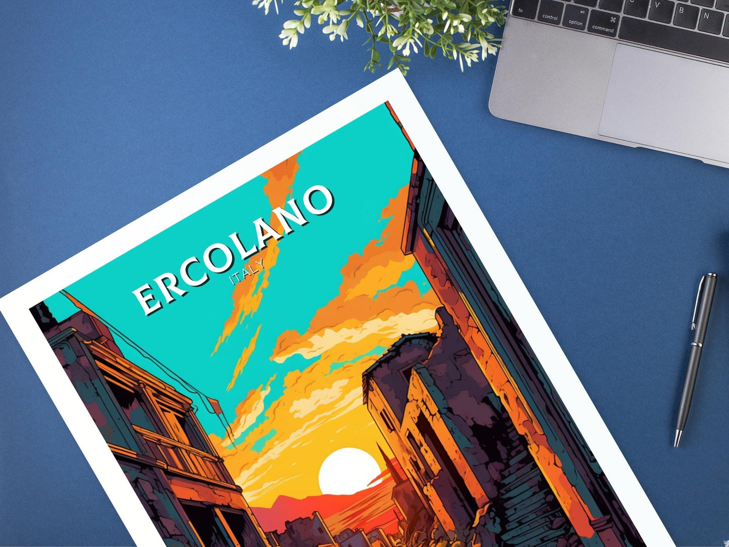 Ercolano Travel Poster | Ercolano Travel Print | Ercolano Illustration | Ercolano Wall Art | Italy Poster | Ercolano Italy Décor | ID 487