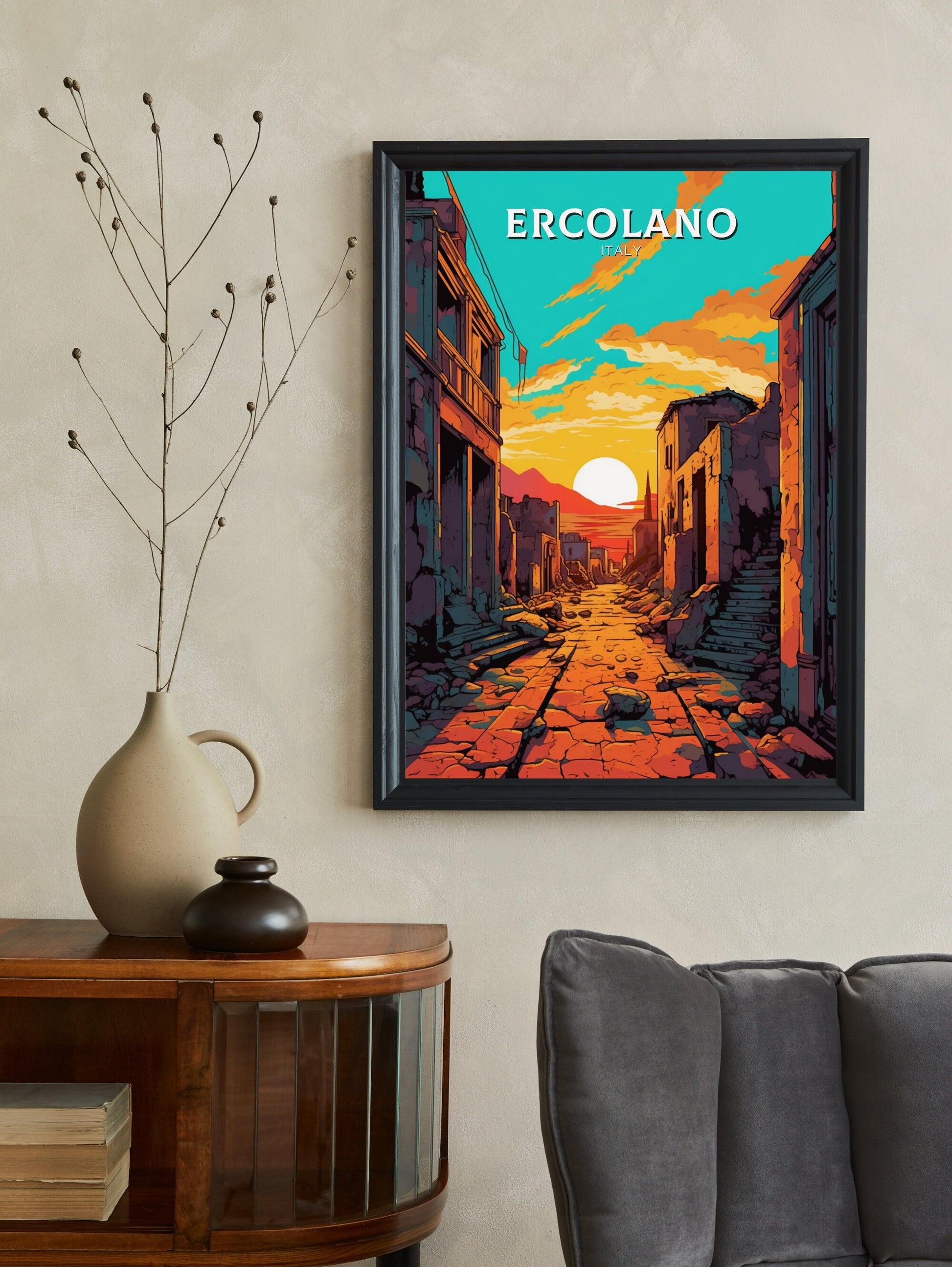 Ercolano Travel Poster | Ercolano Travel Print | Ercolano Illustration | Ercolano Wall Art | Italy Poster | Ercolano Italy Décor | ID 487