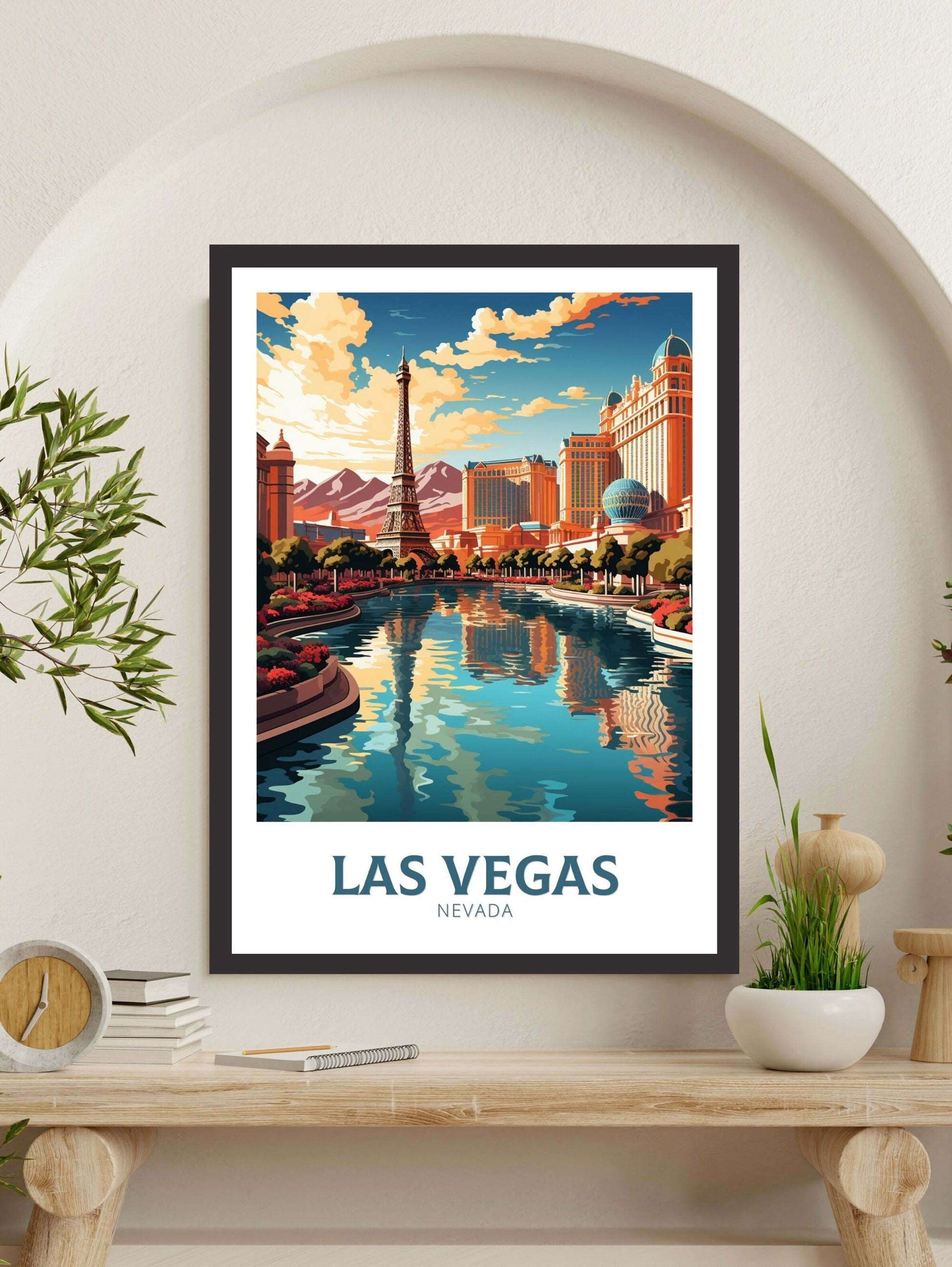 Las Vegas Travel Print | Bellagio Fountains | Las Vegas Travel Poster | Las Vegas Wall Art | Las Vegas USA Print | Travel Gift | ID 490