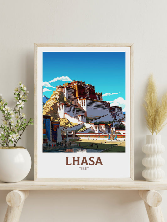 Lhasa Travel Poster | Lhasa Illustration | Lhasa Wall Art | Lhasa Poster | Housewarming Gift | Lhasa Print | Potala Palace Print | ID 387
