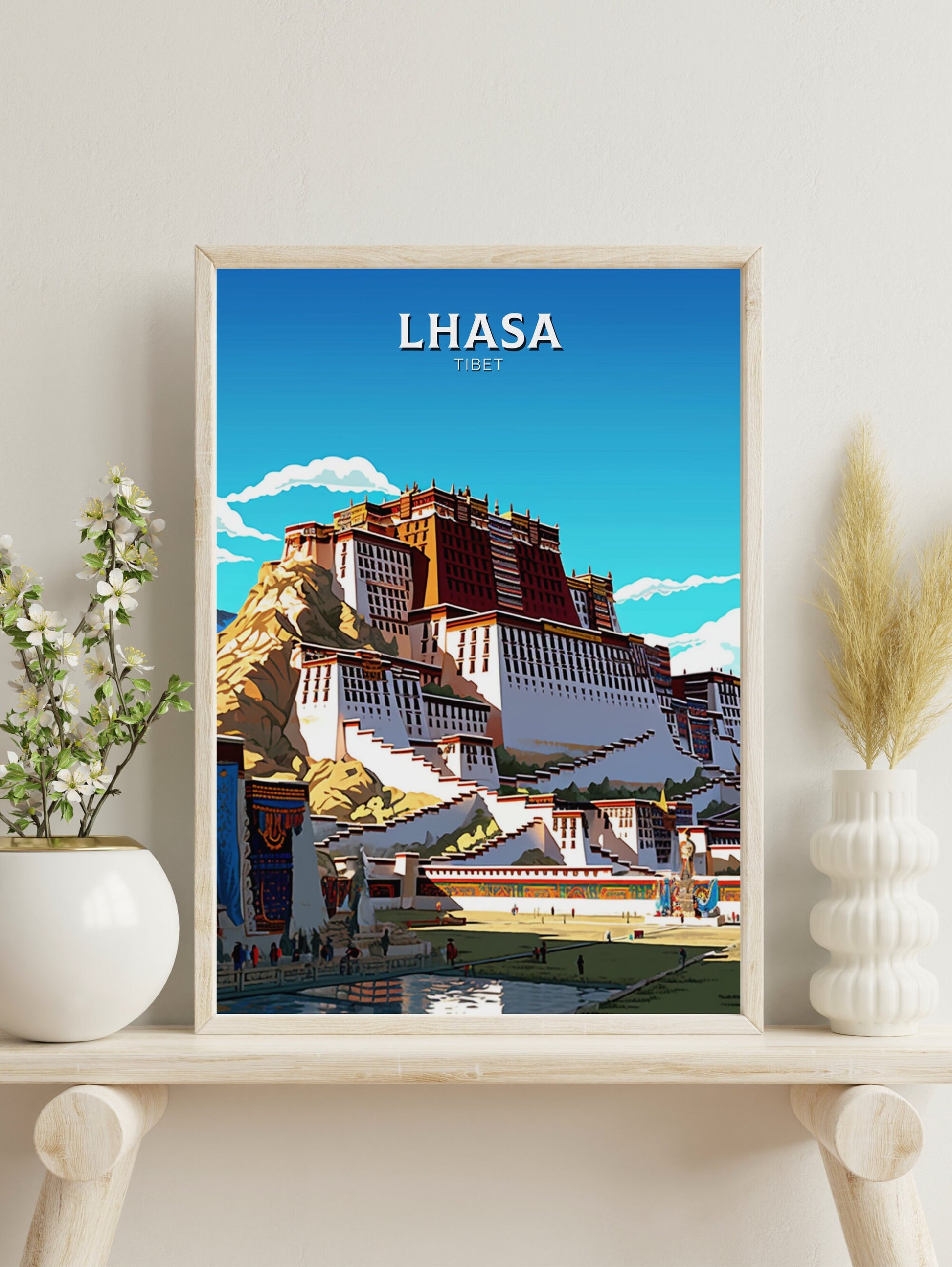 Lhasa Travel Poster | Lhasa Illustration | Lhasa Wall Art | Lhasa Poster | Housewarming Gift | Lhasa Print | Potala Palace Print | ID 386