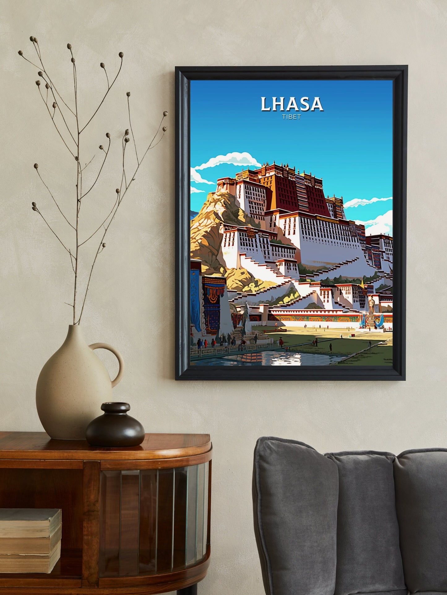 Lhasa Travel Poster | Lhasa Illustration | Lhasa Wall Art | Lhasa Poster | Housewarming Gift | Lhasa Print | Potala Palace Print | ID 386