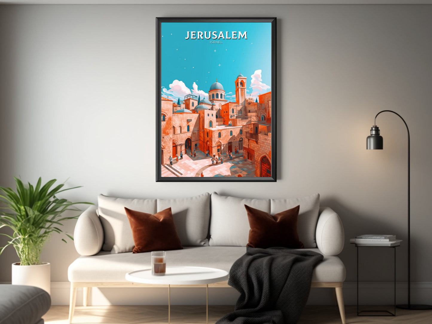 Jerusalem Travel Poster | Jerusalem Illustration | Jerusalem Wall Art | Jerusalem Poster | Jerusalem Print | Old City Print | ID 391