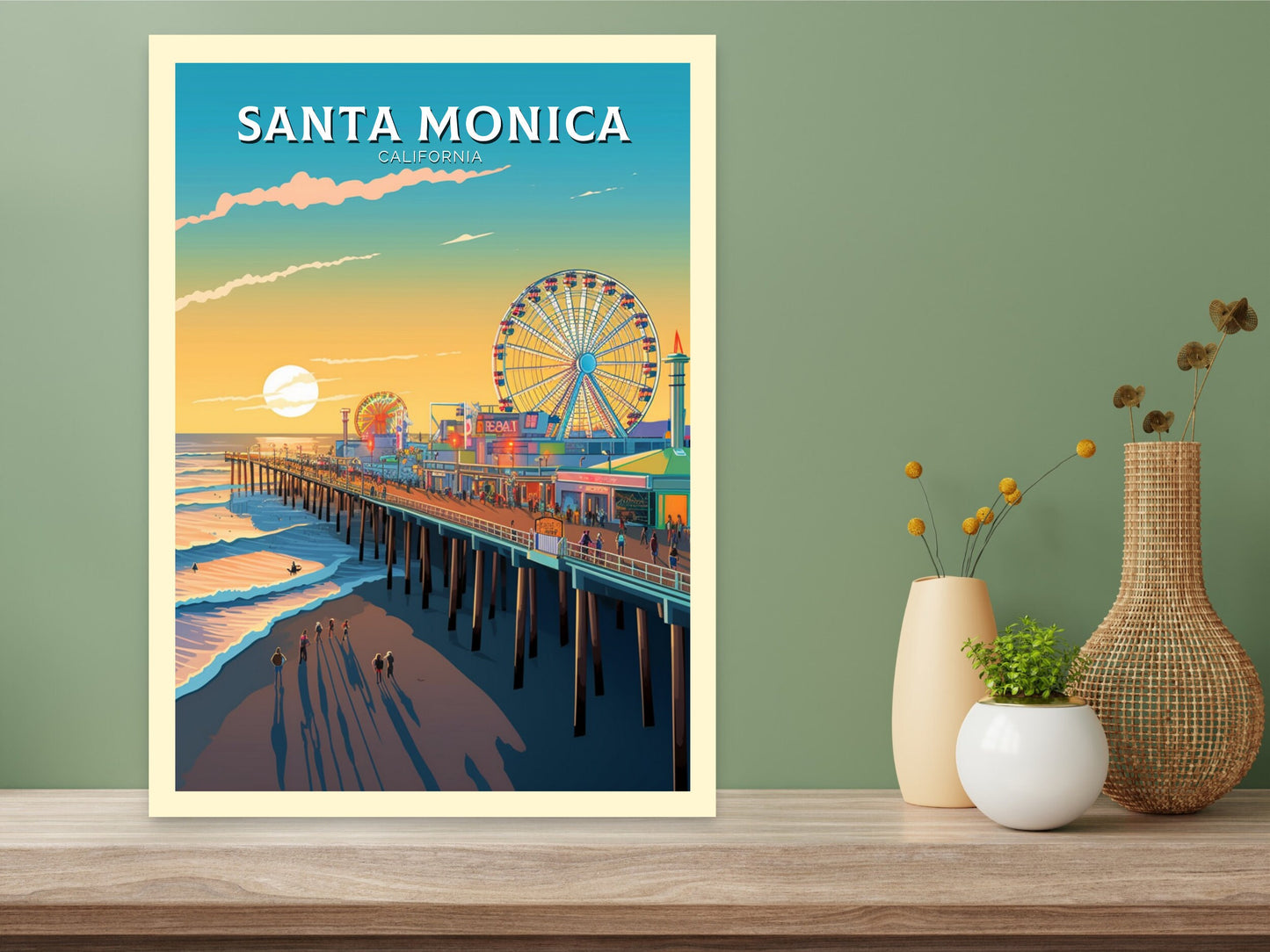 Santa Monica Print | Santa Monica Travel Print | Santa Monica Travel Poster | California Print | Santa Monica Pier Print | ID 390