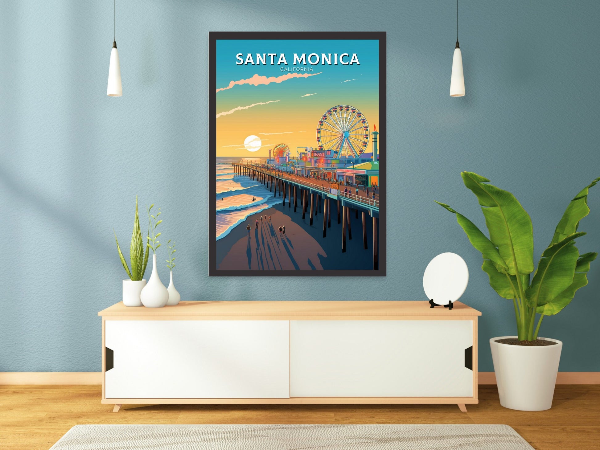 Santa Monica Print | Santa Monica Travel Print | Santa Monica Travel Poster | California Print | Santa Monica Pier Print | ID 390