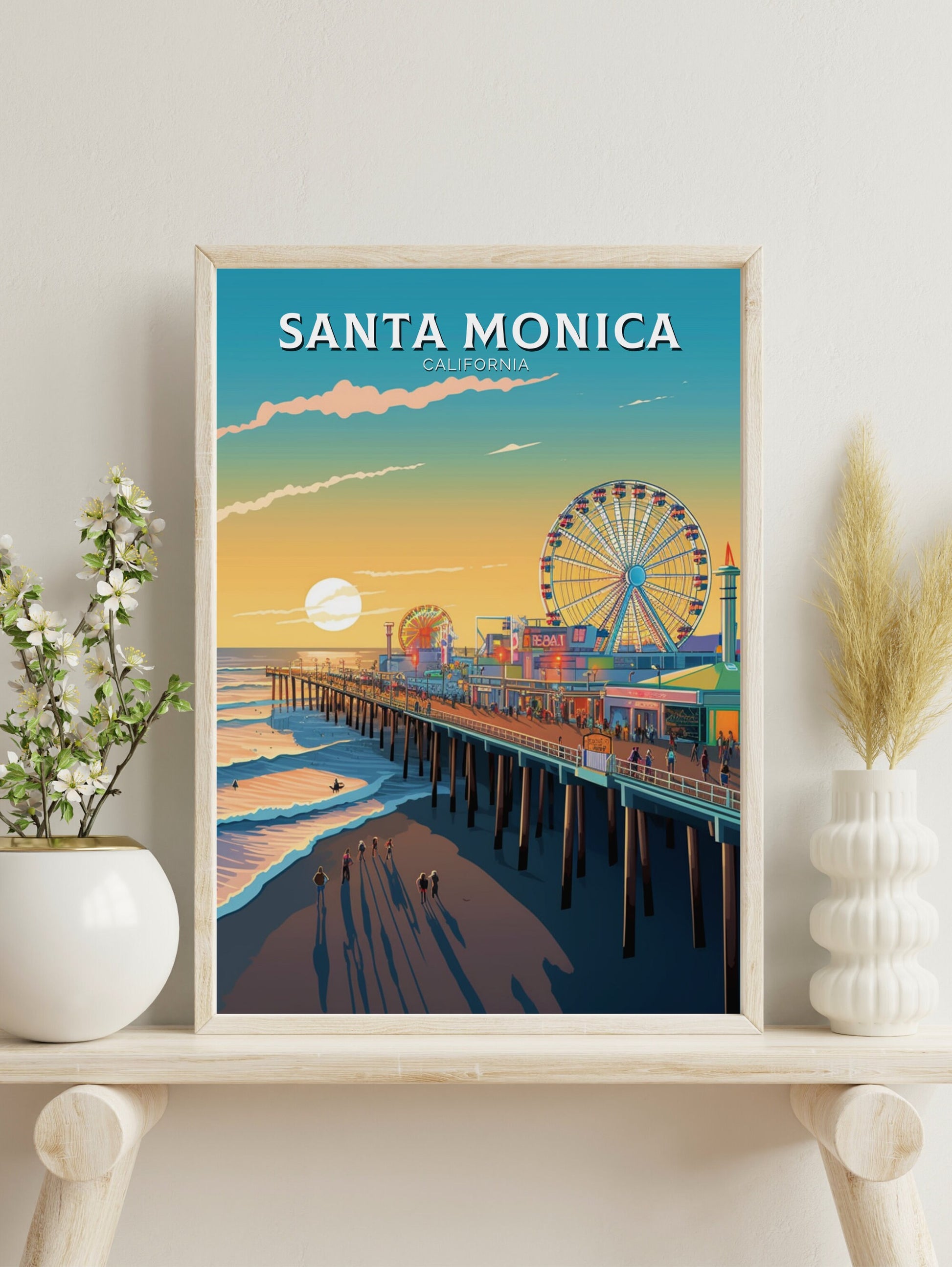 Santa Monica Print | Santa Monica Travel Print | Santa Monica Travel Poster | California Print | Santa Monica Pier Print | ID 390