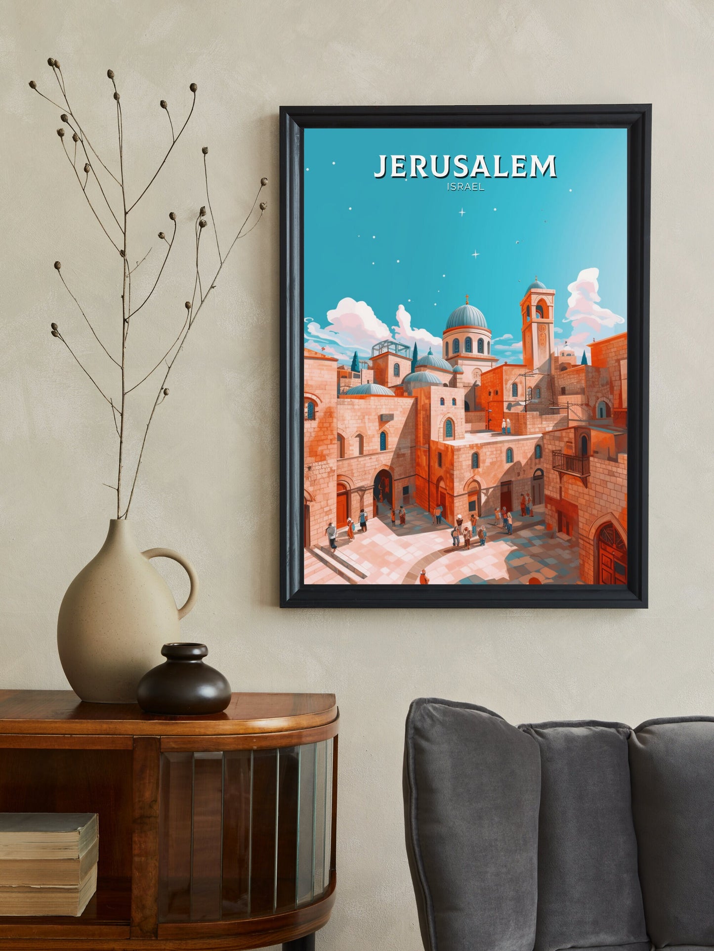 Jerusalem Travel Poster | Jerusalem Illustration | Jerusalem Wall Art | Jerusalem Poster | Jerusalem Print | Old City Print | ID 391