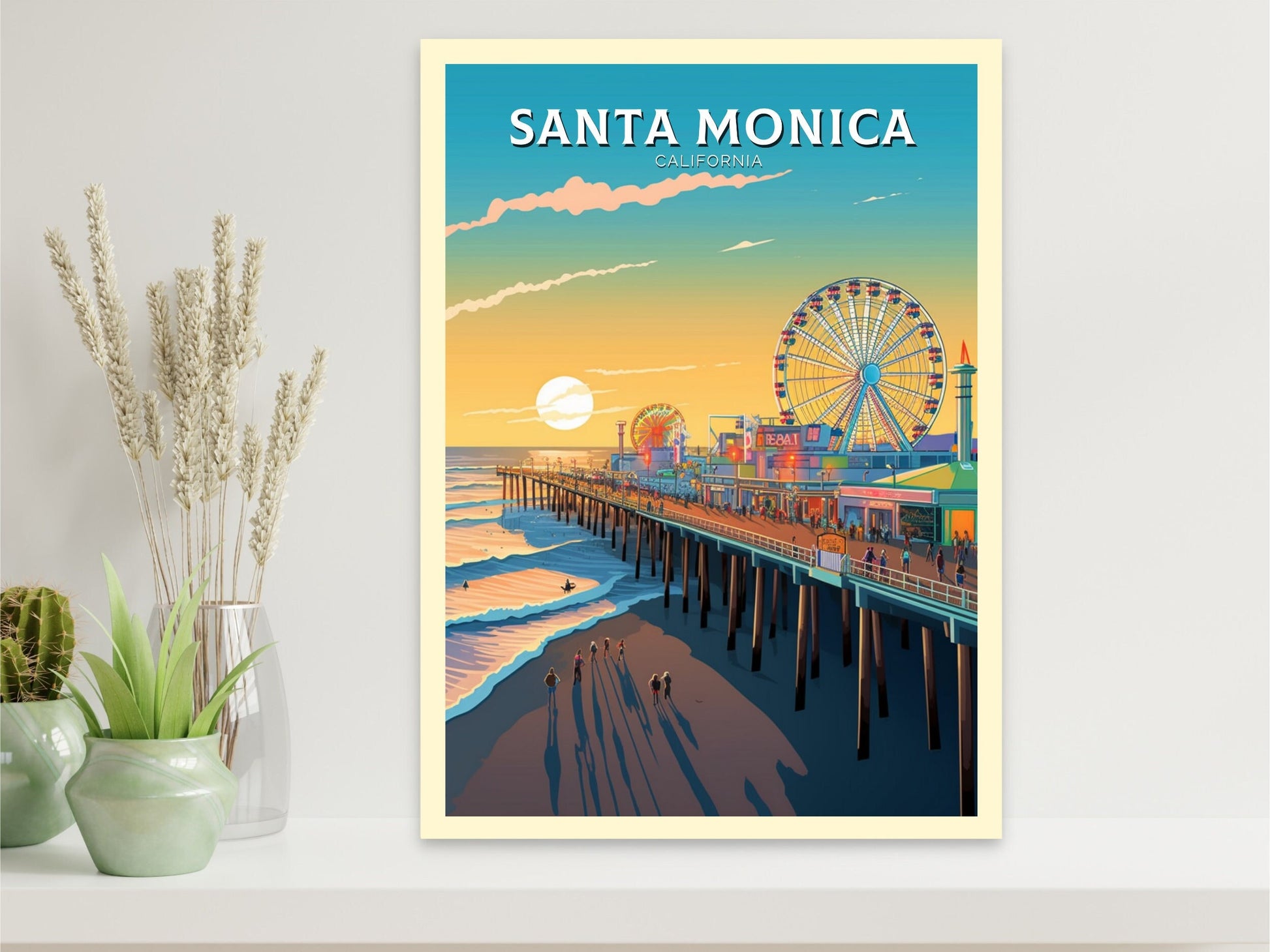 Santa Monica Print | Santa Monica Travel Print | Santa Monica Travel Poster | California Print | Santa Monica Pier Print | ID 390