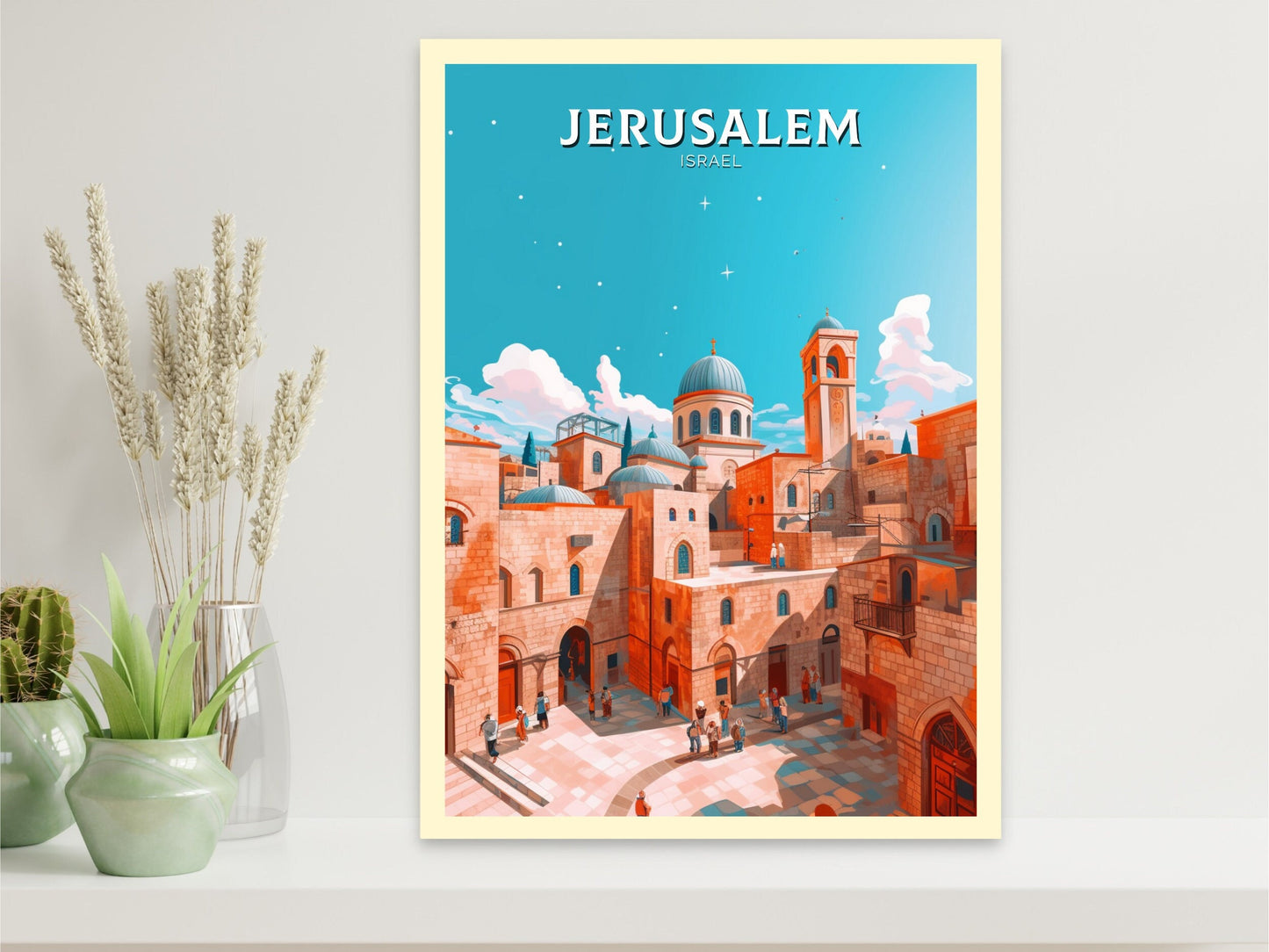 Jerusalem Travel Poster | Jerusalem Illustration | Jerusalem Wall Art | Jerusalem Poster | Jerusalem Print | Old City Print | ID 391