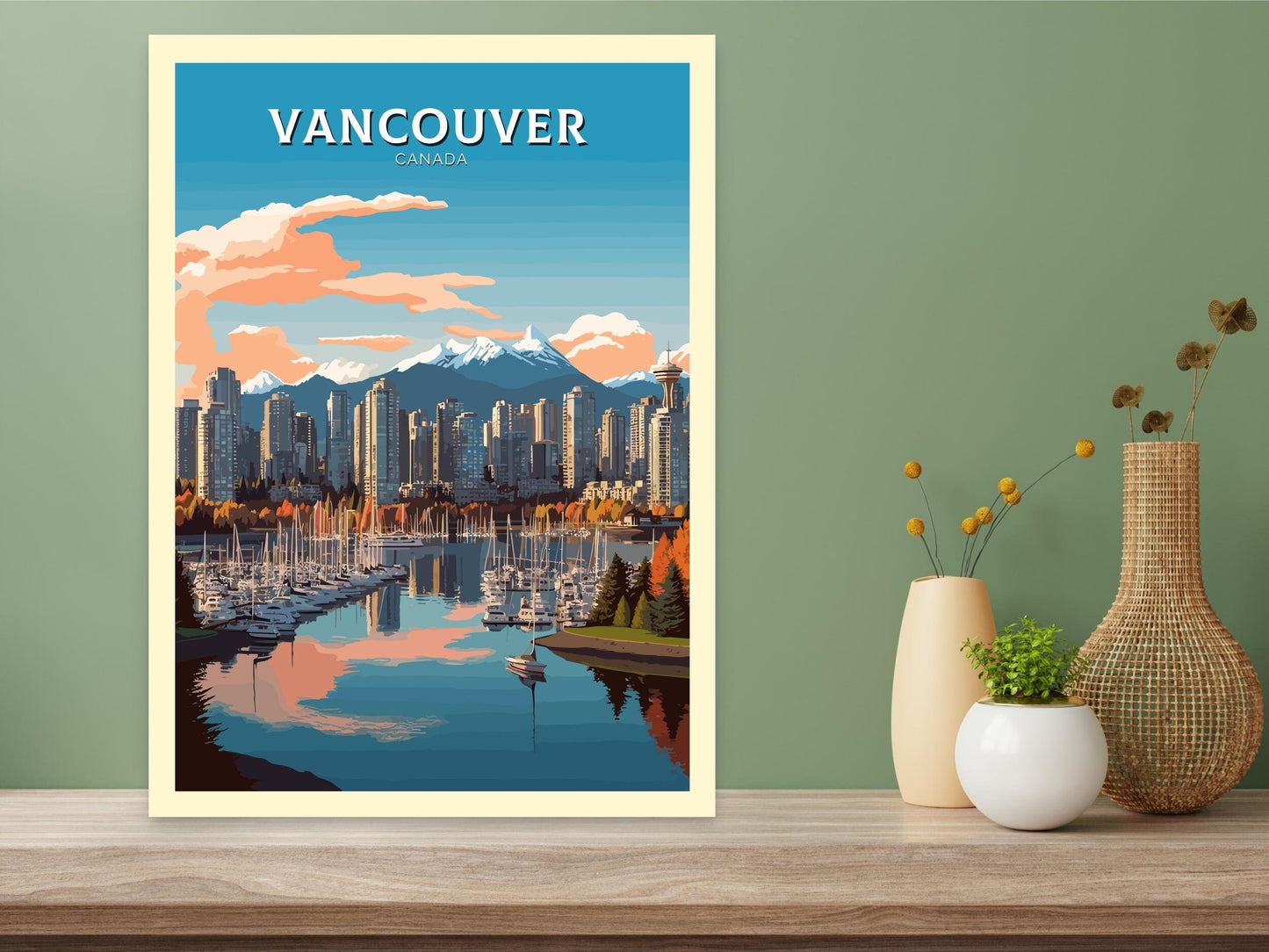 Vancouver Poster | Vancouver Travel Print | Illustration | Vancouver Art | Vancouver Wall Art | City Landscape | Canada Print | ID 392