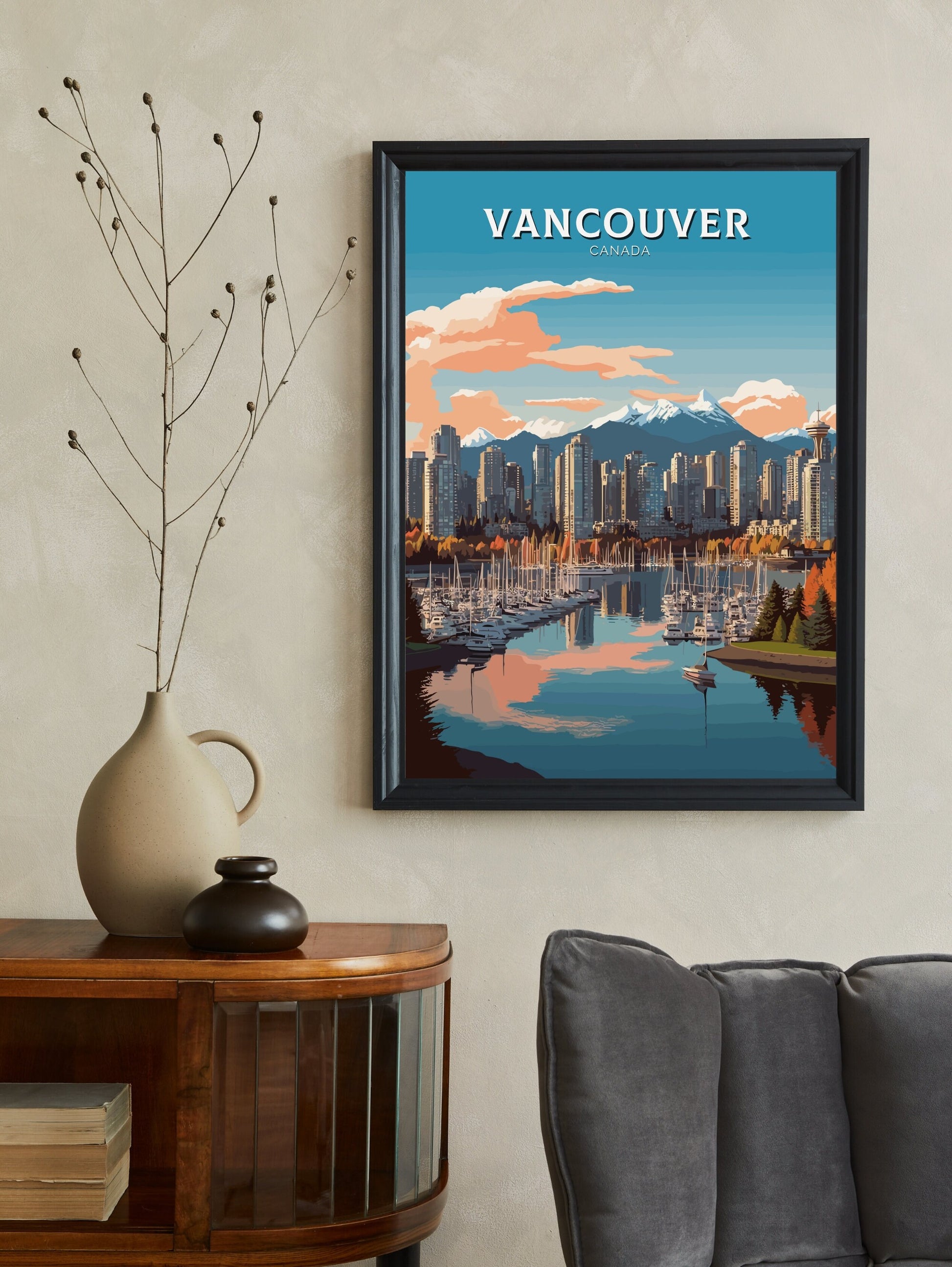 Vancouver Poster | Vancouver Travel Print | Illustration | Vancouver Art | Vancouver Wall Art | City Landscape | Canada Print | ID 392