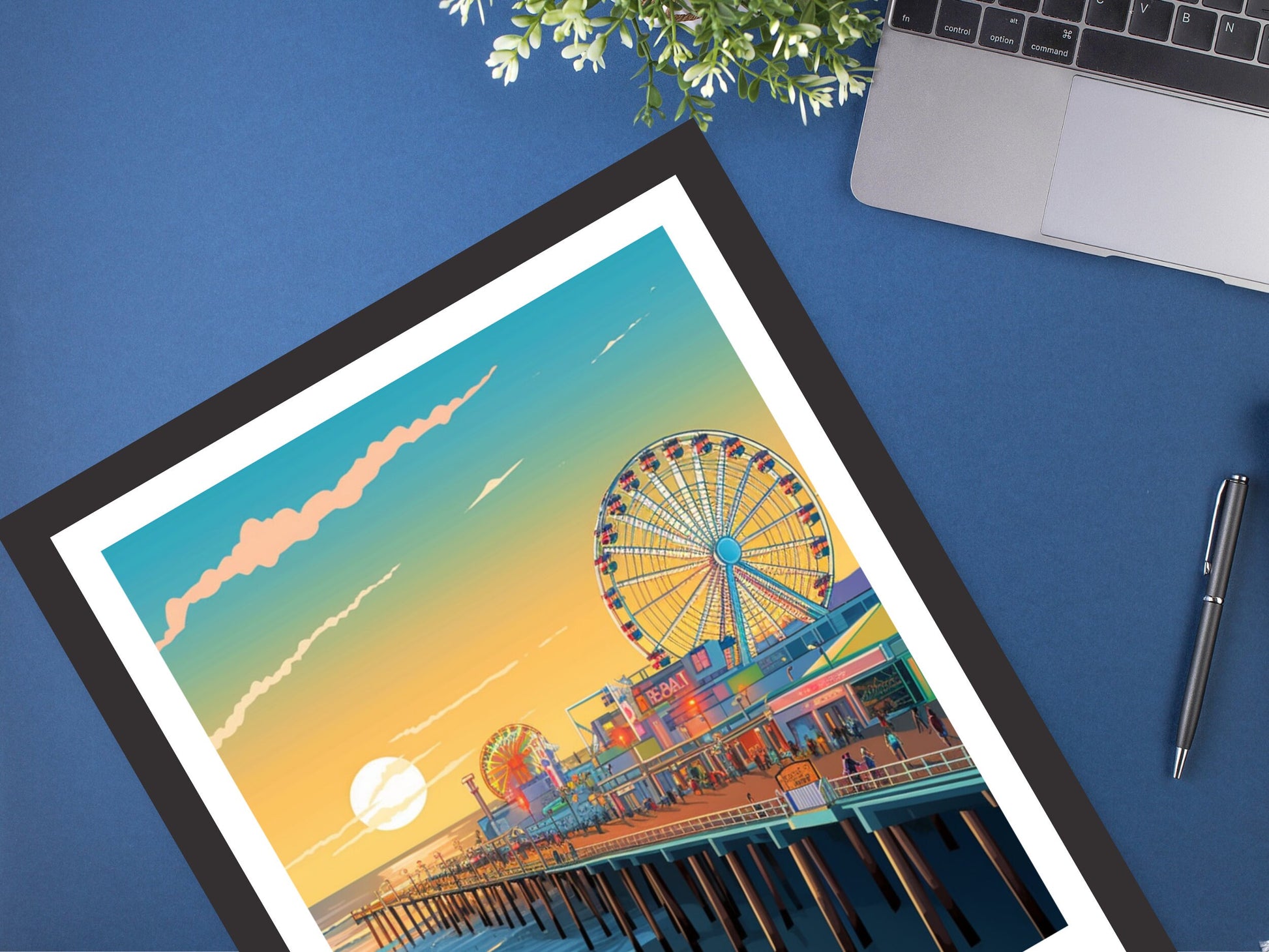 Santa Monica Poster | Santa Monica Travel Poster | Santa Monica Travel Print | California Poster | Santa Monica Pier Poster | ID 394