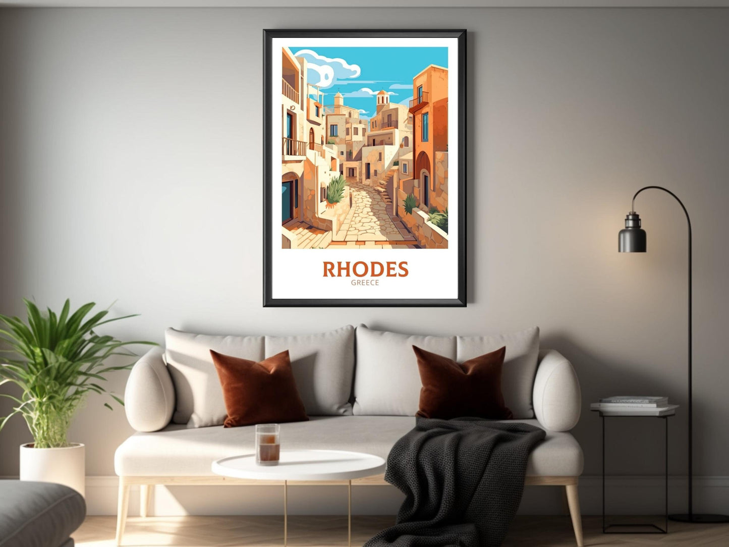 Rhodes Poster | Rhodes Travel Print | Rhodes Illustration | Greece Poster | Greek Island Print | Greece Home Decor | Travel Poster | ID 397