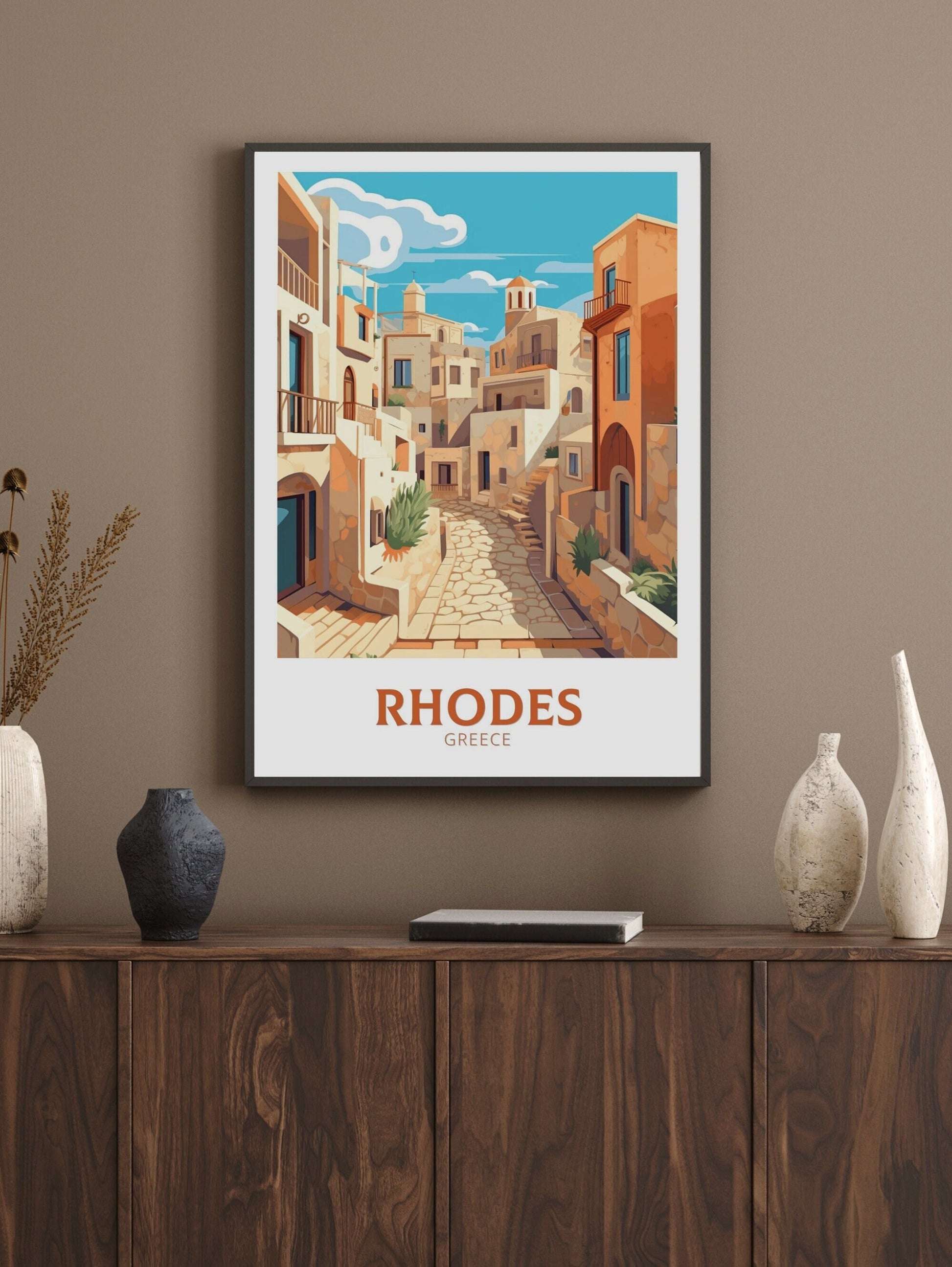 Rhodes Poster | Rhodes Travel Print | Rhodes Illustration | Greece Poster | Greek Island Print | Greece Home Decor | Travel Poster | ID 397