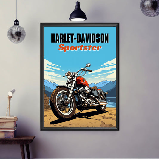 Harley-Davidson Sportster Print, Harley-Davidson Sportster Poster, Motorcycle Print, Motorbike Print, Bike Art, Bike Poster, Classic Bike