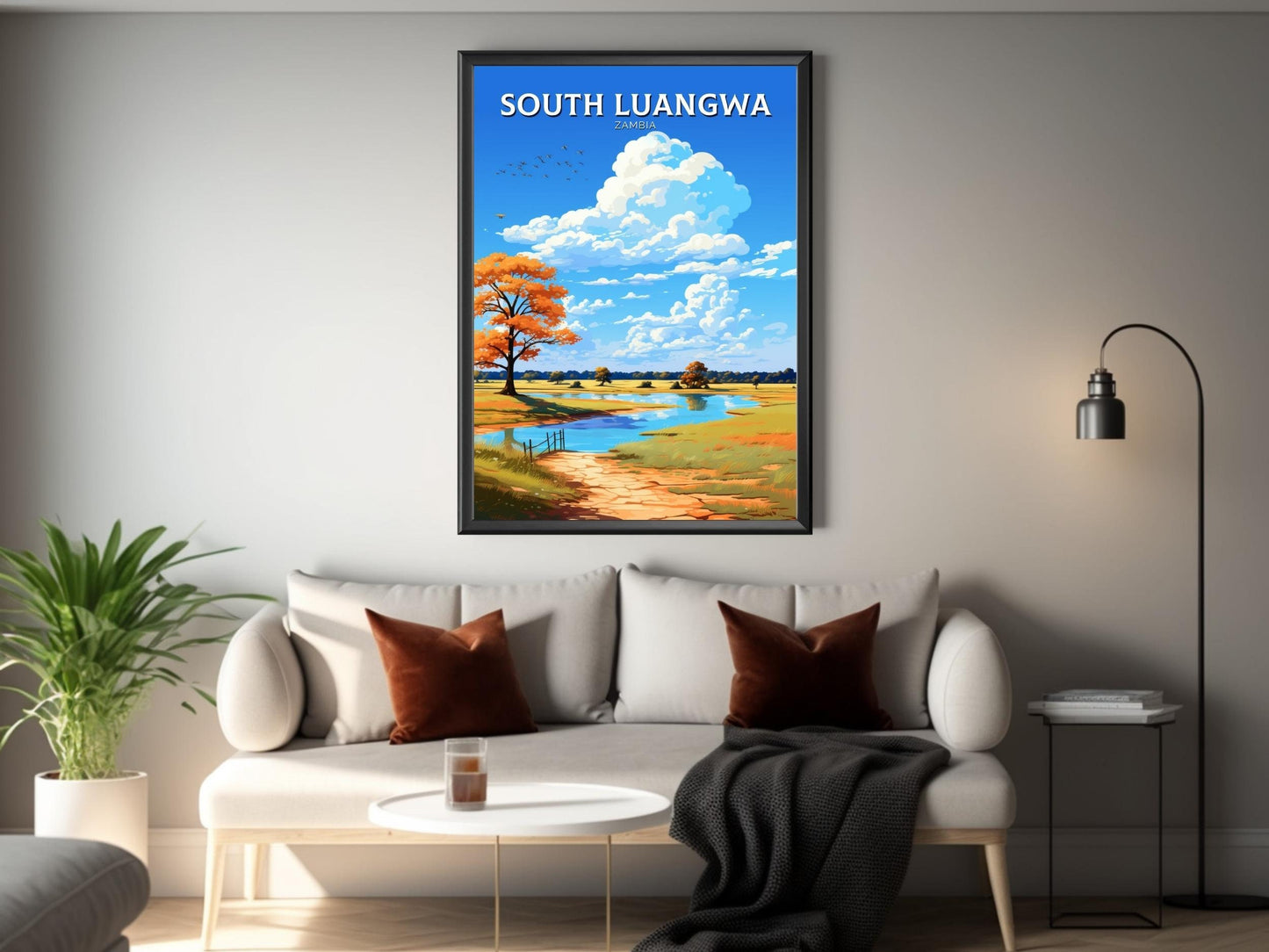 South Luangwa Travel Print | South Luangwa Illustration | Luangwa Wall Art | Africa Print | Zambia Poster | South Luangwa Poster | ID 491