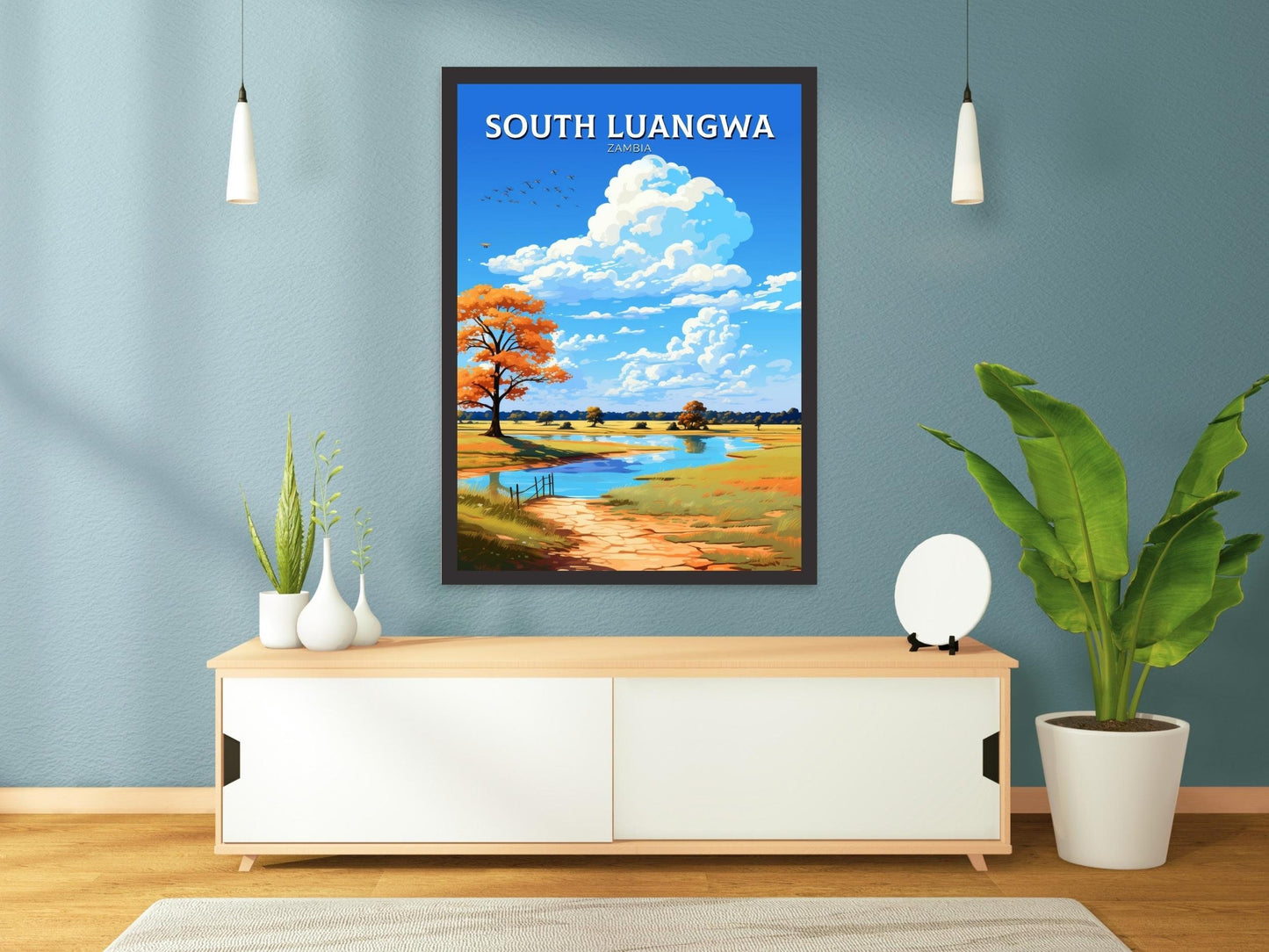 South Luangwa Travel Print | South Luangwa Illustration | Luangwa Wall Art | Africa Print | Zambia Poster | South Luangwa Poster | ID 491