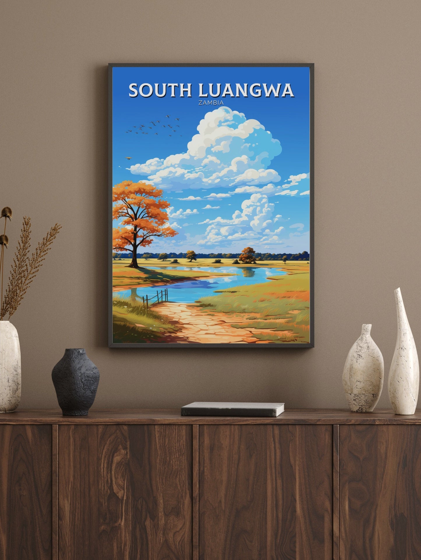 South Luangwa Travel Print | South Luangwa Illustration | Luangwa Wall Art | Africa Print | Zambia Poster | South Luangwa Poster | ID 491