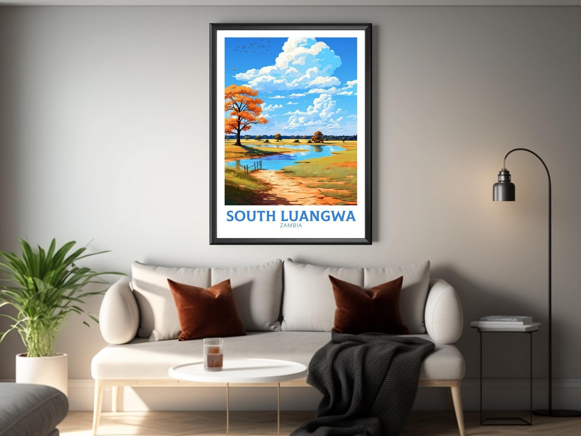 South Luangwa Poster | South Luangwa Travel Print | South Luangwa Illustration | Luangwa Wall Art | Africa Print | Zambia Poster | ID 492