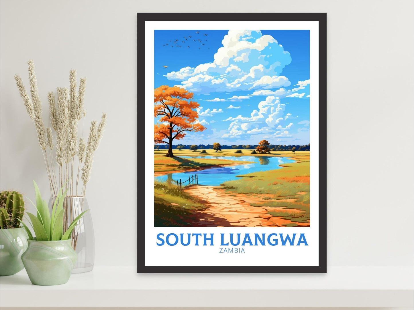 South Luangwa Poster | South Luangwa Travel Print | South Luangwa Illustration | Luangwa Wall Art | Africa Print | Zambia Poster | ID 492