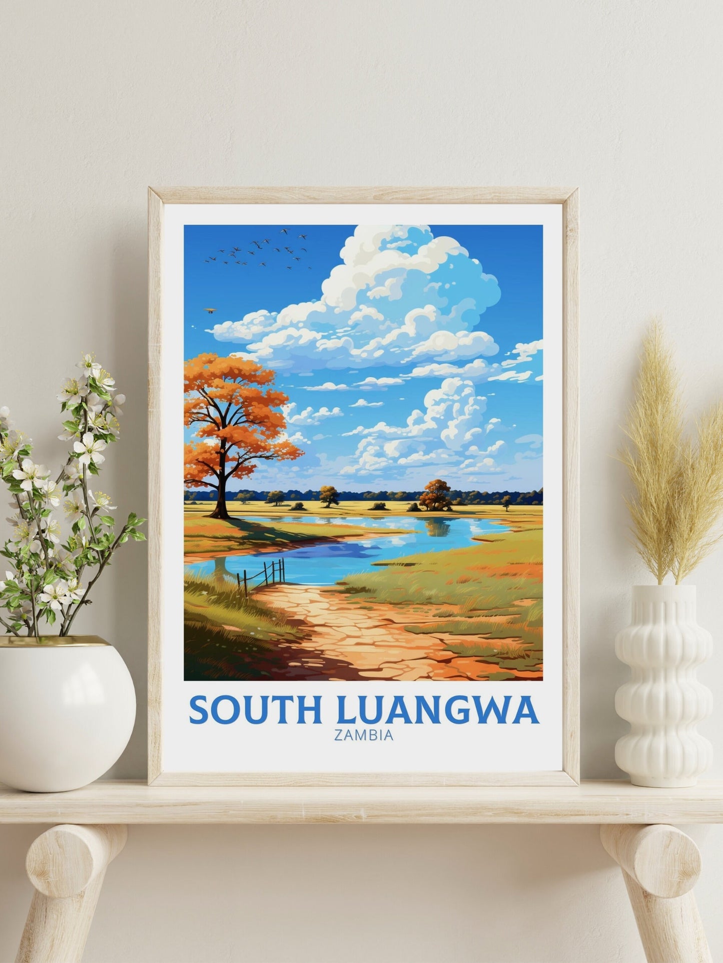 South Luangwa Poster | South Luangwa Travel Print | South Luangwa Illustration | Luangwa Wall Art | Africa Print | Zambia Poster | ID 492