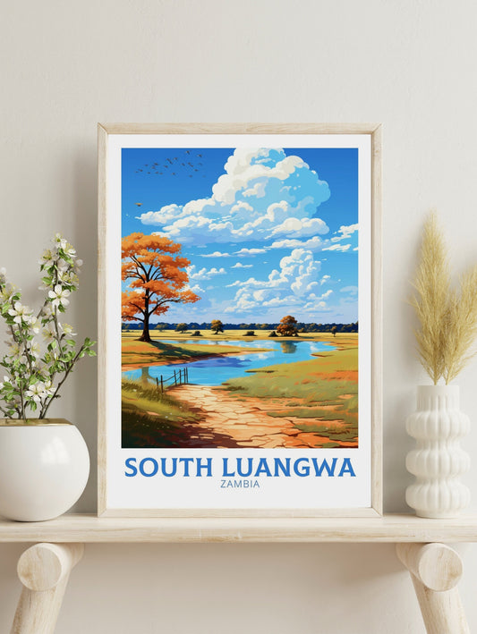 South Luangwa Poster | South Luangwa Travel Print | South Luangwa Illustration | Luangwa Wall Art | Africa Print | Zambia Poster | ID 492