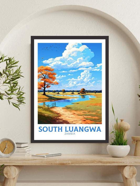 South Luangwa Poster | South Luangwa Travel Print | South Luangwa Illustration | Luangwa Wall Art | Africa Print | Zambia Poster | ID 492