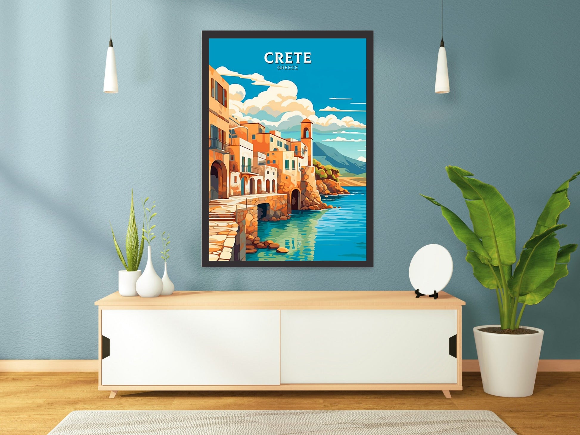 Crete Travel Poster | Crete Illustration | Crete Print | Greece Print | Greece Home Décor | Crete Design Art | Greek island | ID 400