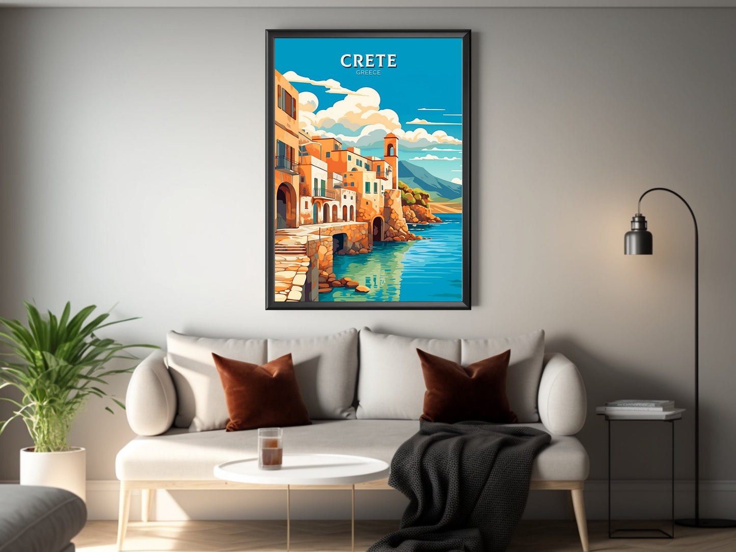 Crete Travel Poster | Crete Illustration | Crete Print | Greece Print | Greece Home Décor | Crete Design Art | Greek island | ID 400