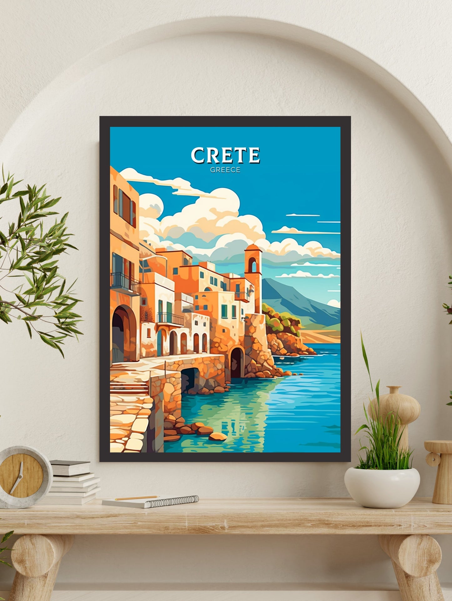 Crete Travel Poster | Crete Illustration | Crete Print | Greece Print | Greece Home Décor | Crete Design Art | Greek island | ID 400