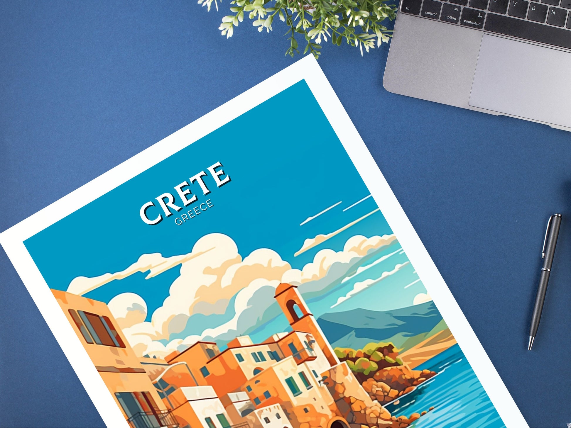 Crete Travel Poster | Crete Illustration | Crete Print | Greece Print | Greece Home Décor | Crete Design Art | Greek island | ID 400