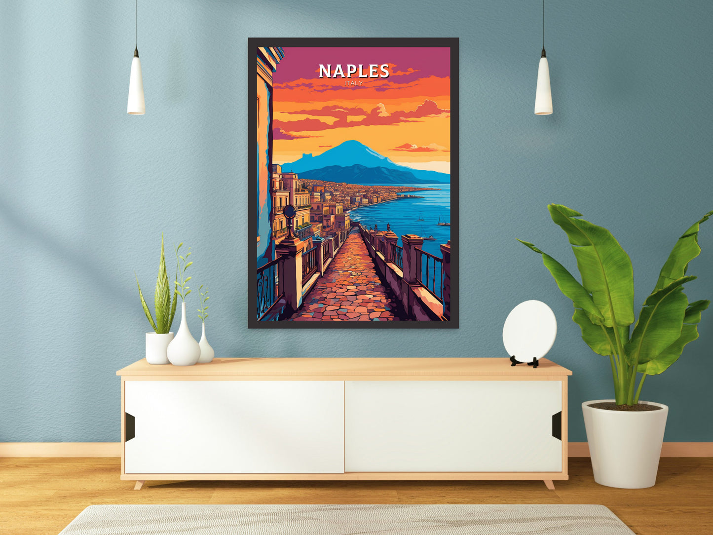 Naples Travel Poster | Naples Illustration | Naples Wall Art | Italy Poster | Italy Home Décor | Naples Print | ID 404