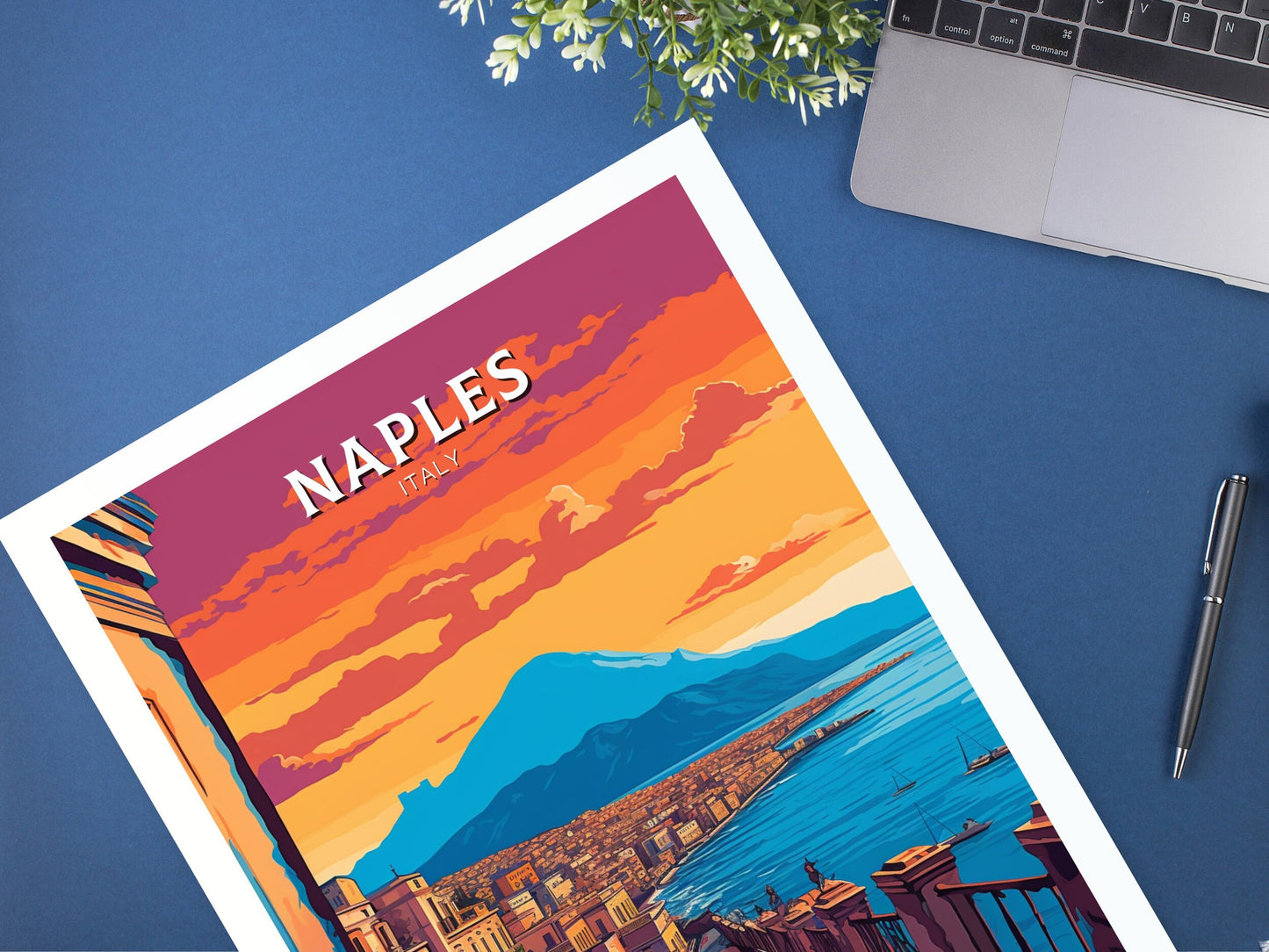 Naples Travel Poster | Naples Illustration | Naples Wall Art | Italy Poster | Italy Home Décor | Naples Print | ID 404