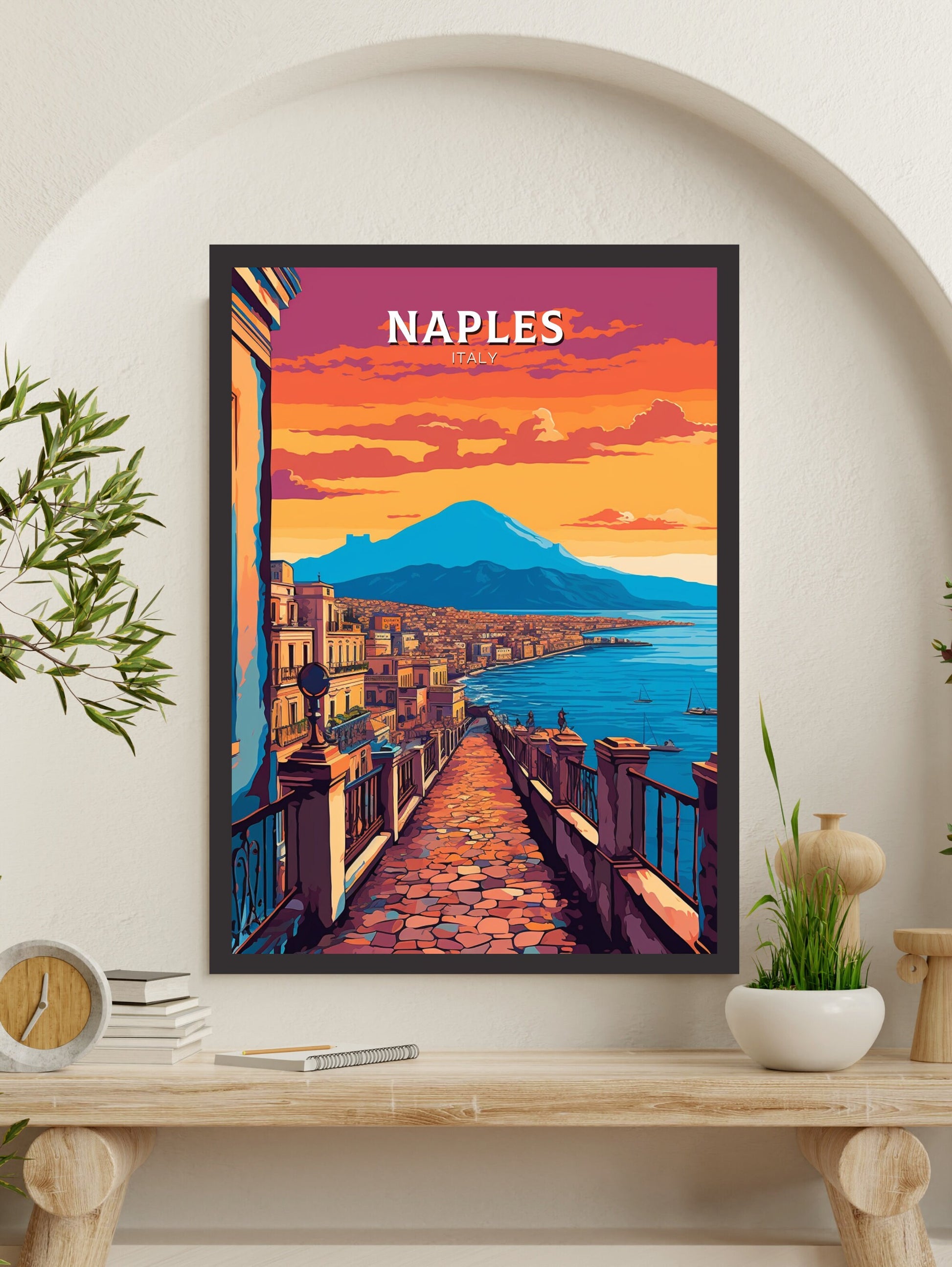 Naples Travel Poster | Naples Illustration | Naples Wall Art | Italy Poster | Italy Home Décor | Naples Print | ID 404