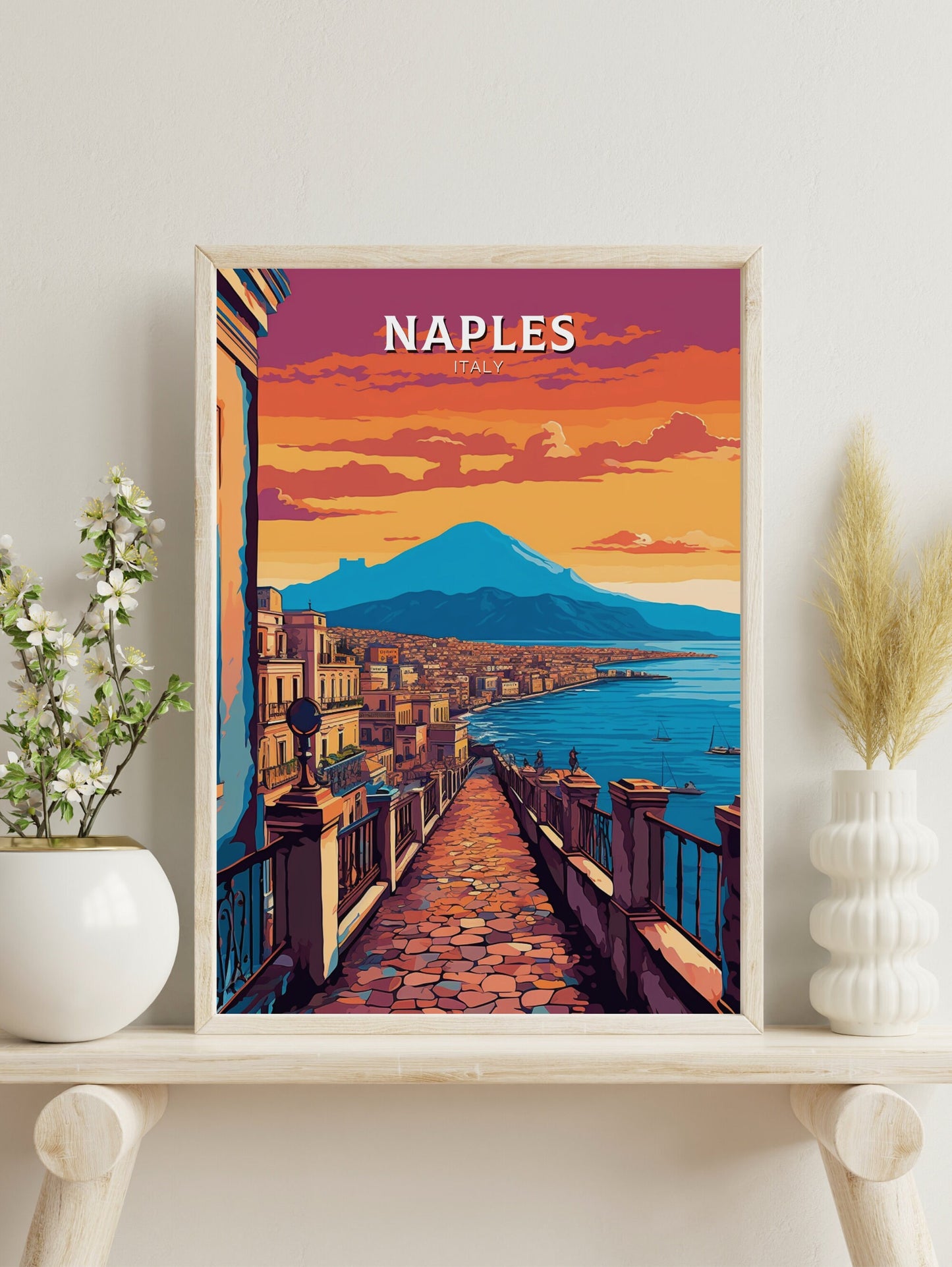 Naples Travel Poster | Naples Illustration | Naples Wall Art | Italy Poster | Italy Home Décor | Naples Print | ID 404