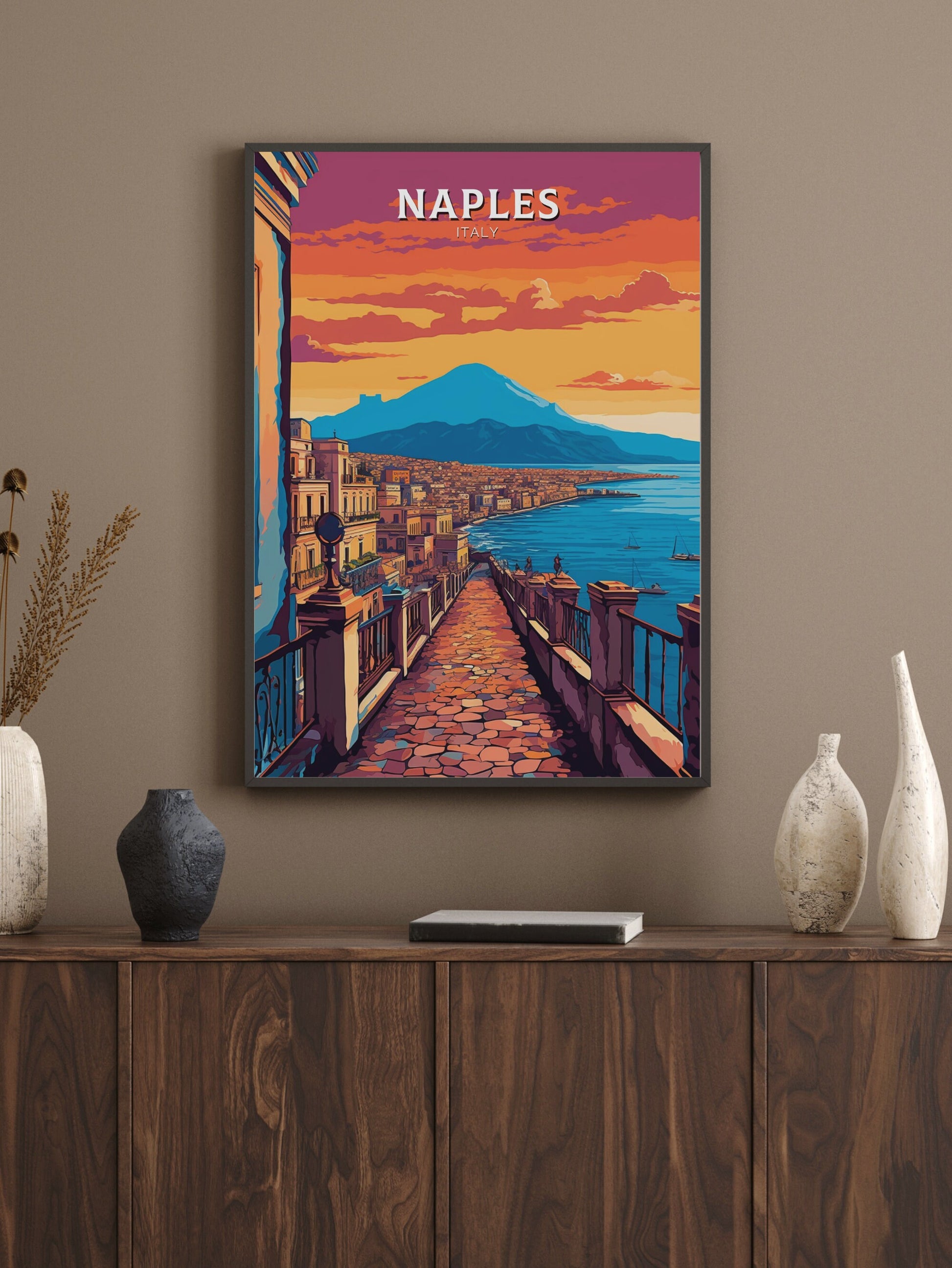 Naples Travel Poster | Naples Illustration | Naples Wall Art | Italy Poster | Italy Home Décor | Naples Print | ID 404