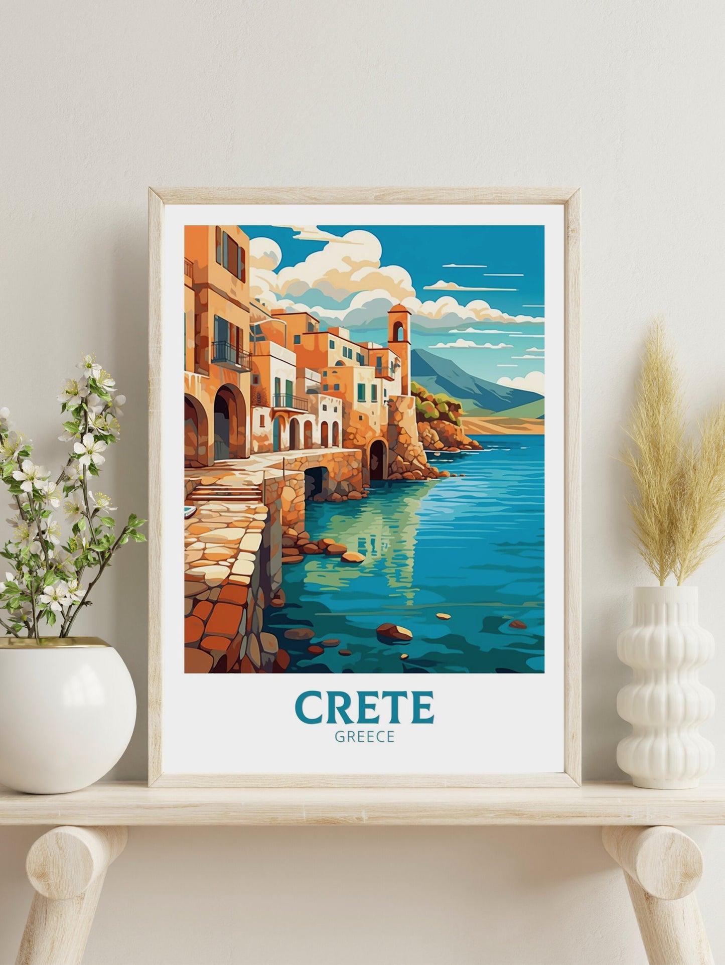 Crete Travel Print | Crete Illustration | Crete Poster | Greece Poster | Greece Home Décor | Crete Design Art | Greek island | ID 401