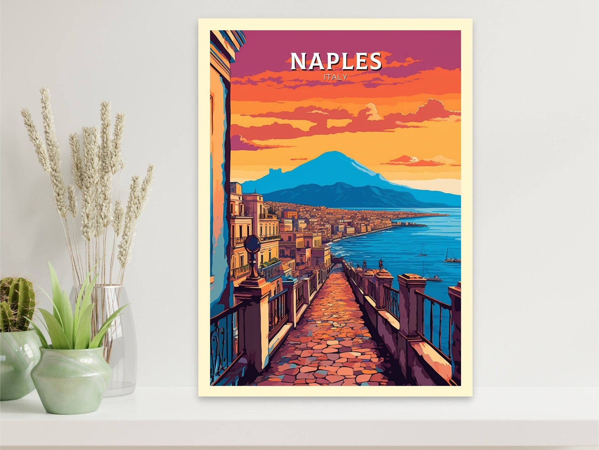 Naples Travel Poster | Naples Illustration | Naples Wall Art | Italy Poster | Italy Home Décor | Naples Print | ID 404