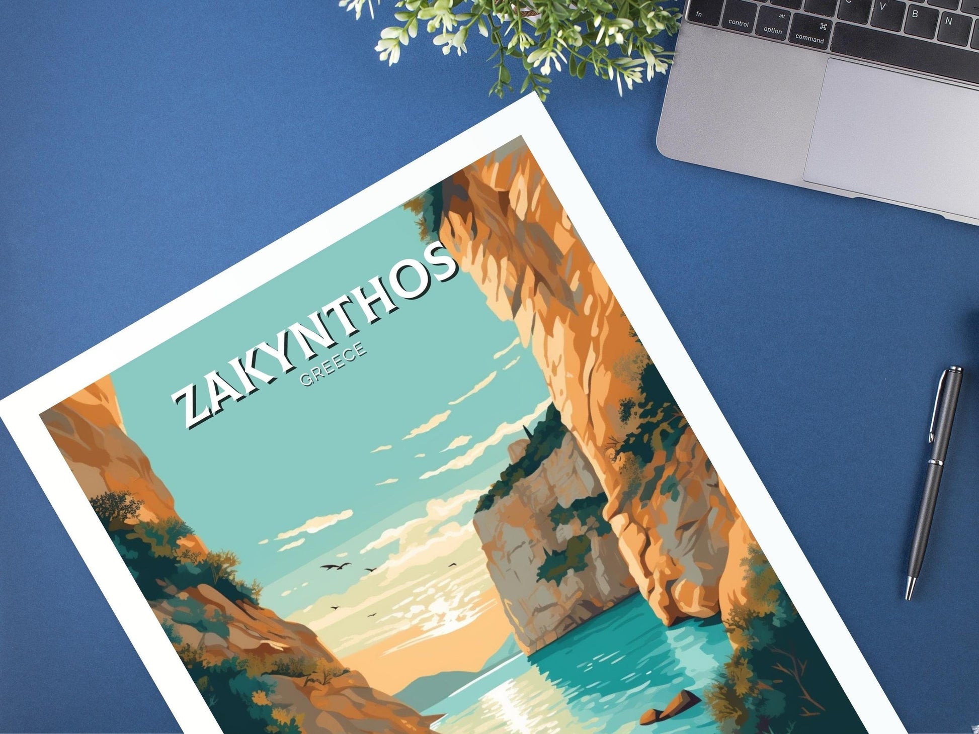 Zakynthos Travel Poster | Zakynthos Illustration | Zakynthos Print | Greece Print | Greece Home Décor | Zakynthos Art | Greek island ID 407