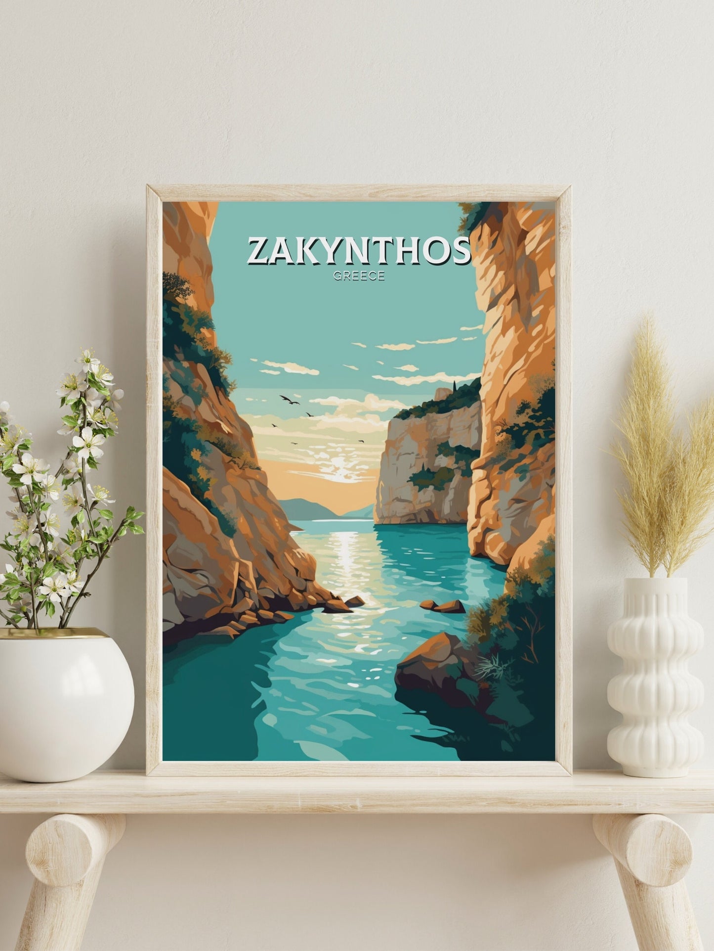 Zakynthos Travel Poster | Zakynthos Illustration | Zakynthos Print | Greece Print | Greece Home Décor | Zakynthos Art | Greek island ID 407