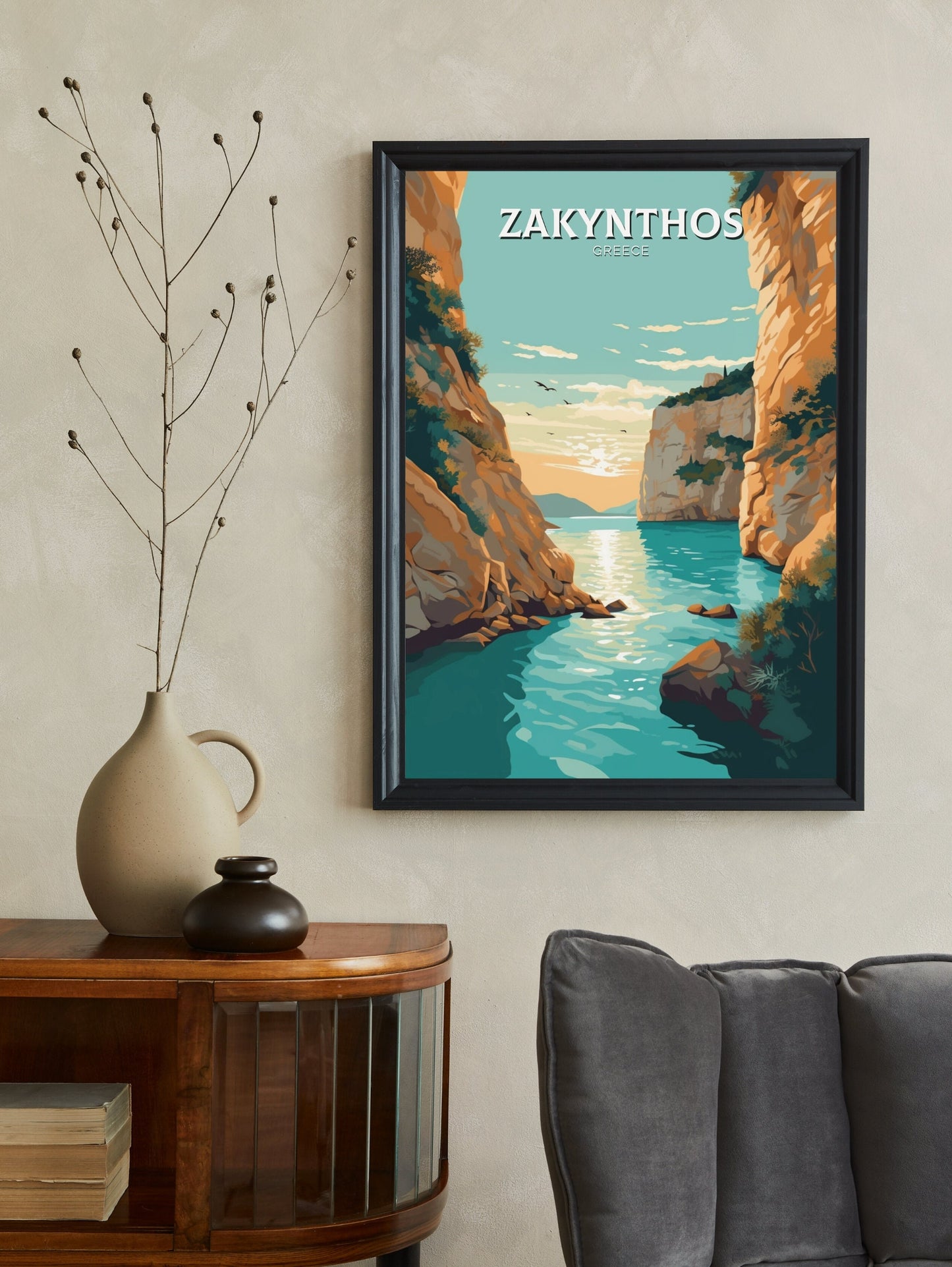 Zakynthos Travel Poster | Zakynthos Illustration | Zakynthos Print | Greece Print | Greece Home Décor | Zakynthos Art | Greek island ID 407