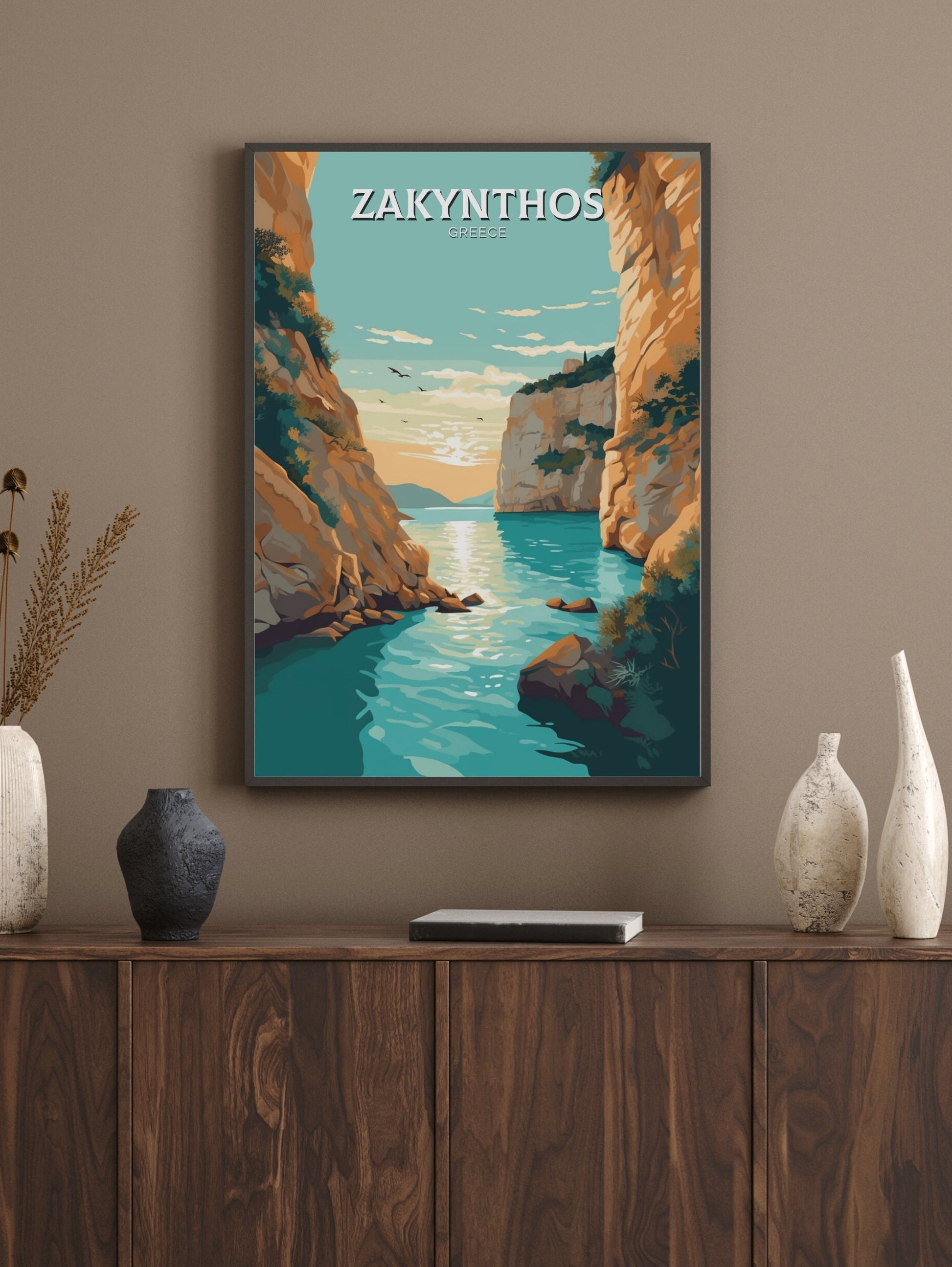 Zakynthos Travel Poster | Zakynthos Illustration | Zakynthos Print | Greece Print | Greece Home Décor | Zakynthos Art | Greek island ID 407