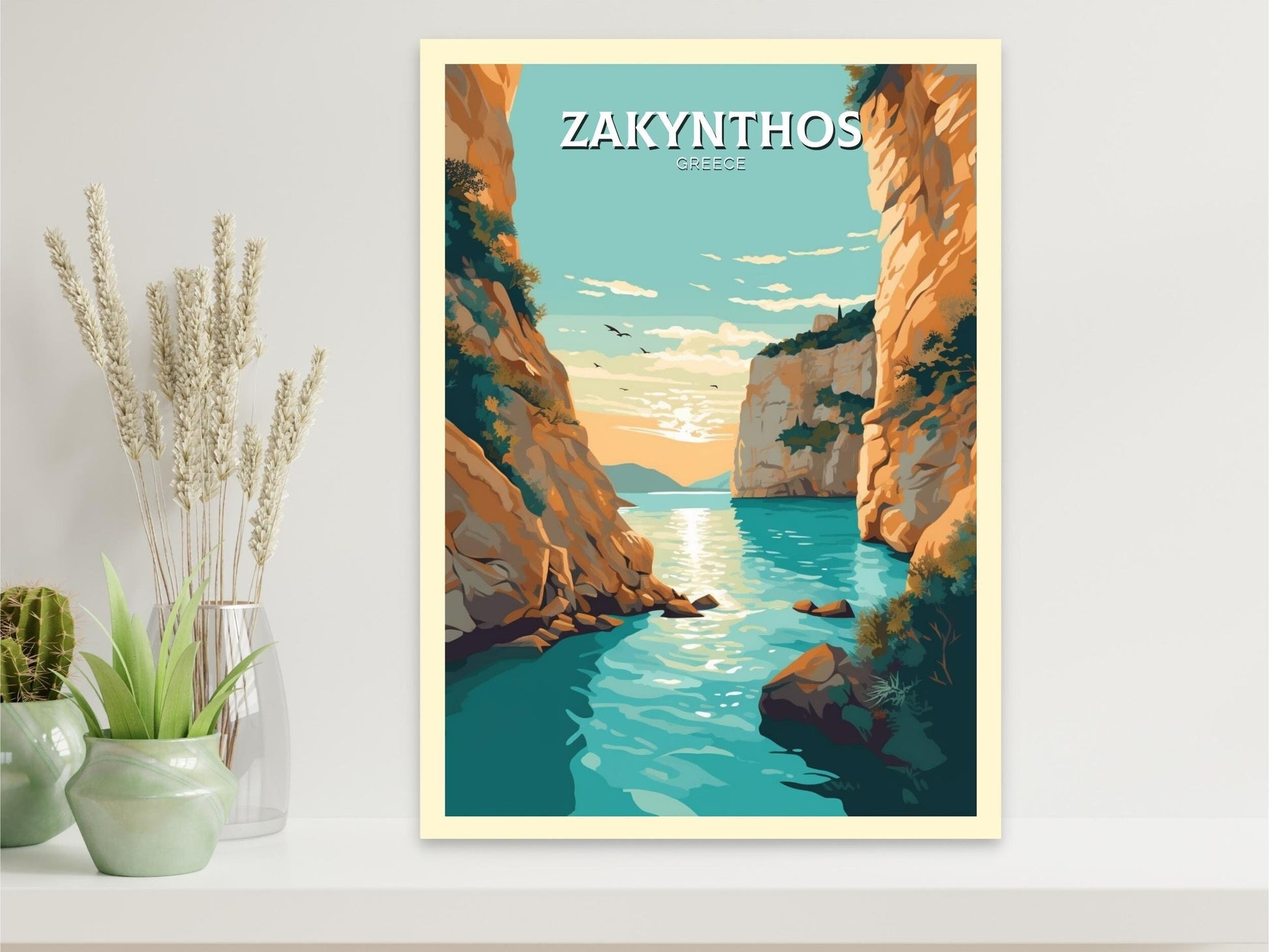 Zakynthos Travel Poster | Zakynthos Illustration | Zakynthos Print | Greece Print | Greece Home Décor | Zakynthos Art | Greek island ID 407