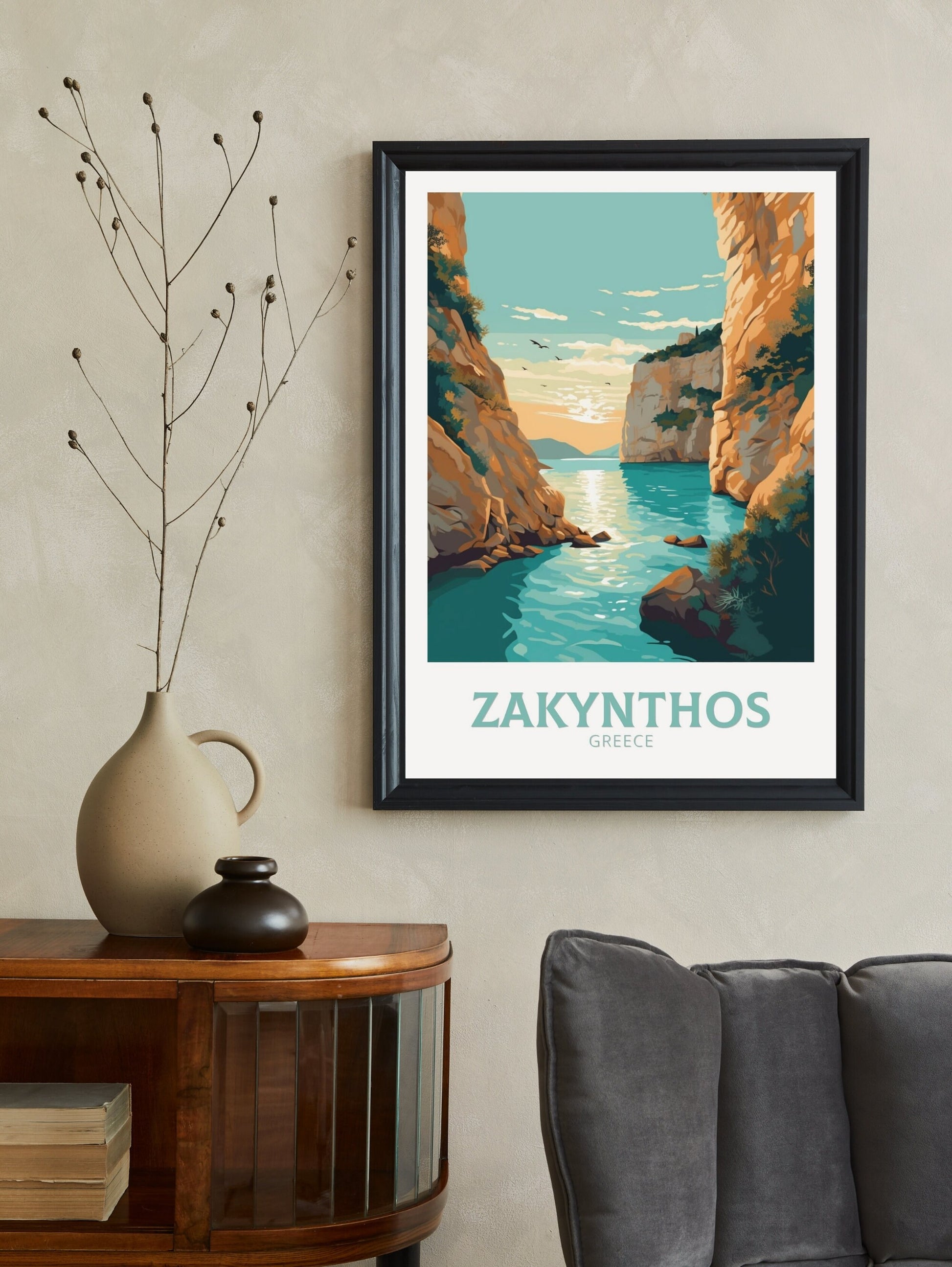 Zakynthos Print | Zakynthos Travel Poster | Zakynthos Illustration | Greece Print | Greece Home Décor | Zakynthos Art | Greek island ID 408