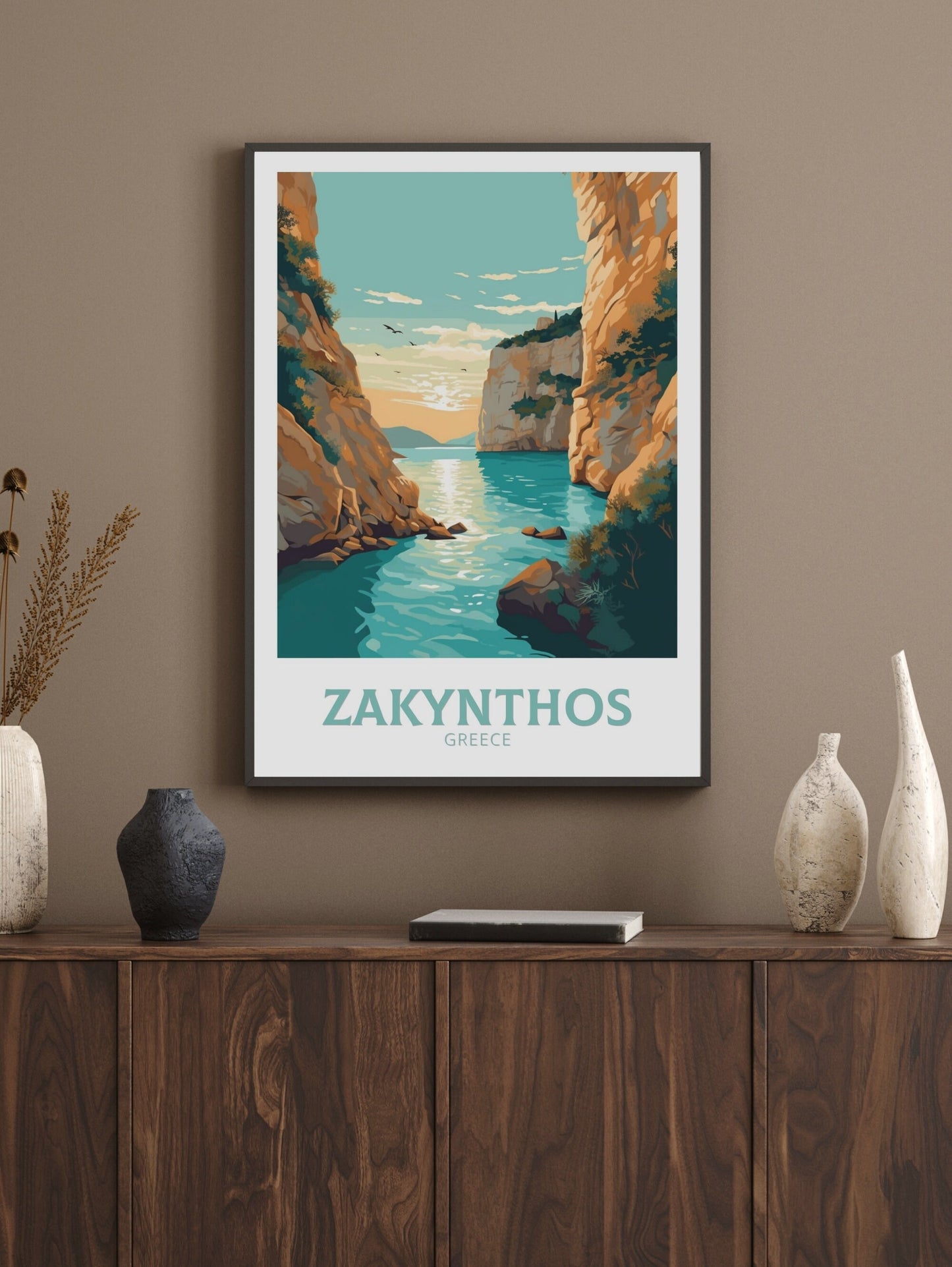 Zakynthos Print | Zakynthos Travel Poster | Zakynthos Illustration | Greece Print | Greece Home Décor | Zakynthos Art | Greek island ID 408