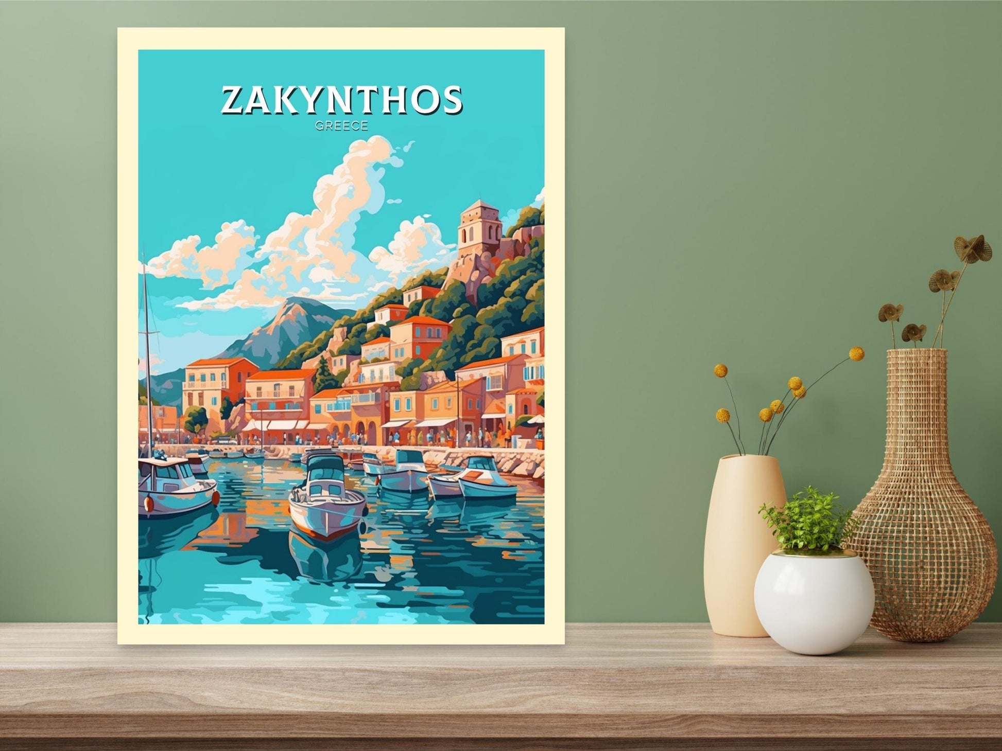 Zakynthos Travel Print | Zakynthos Poster | Zakynthos Illustration | Greece Print | Greece Home Décor | Zakynthos Art | Greek island ID 410