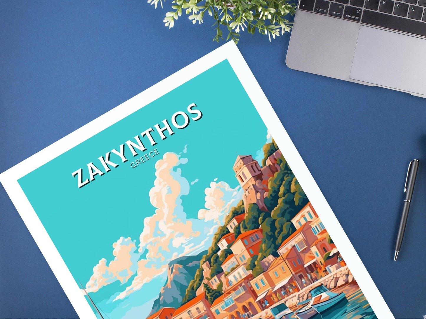 Zakynthos Travel Print | Zakynthos Poster | Zakynthos Illustration | Greece Print | Greece Home Décor | Zakynthos Art | Greek island ID 410