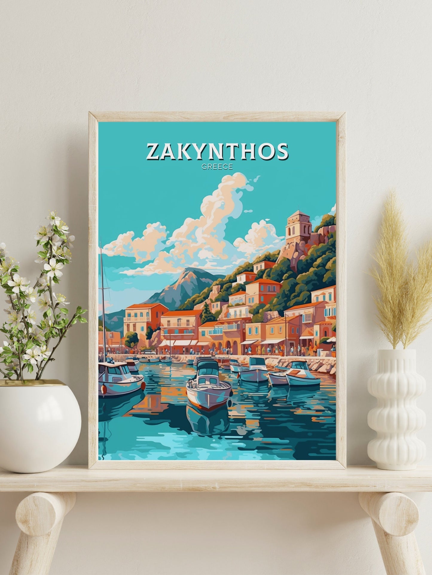 Zakynthos Travel Print | Zakynthos Poster | Zakynthos Illustration | Greece Print | Greece Home Décor | Zakynthos Art | Greek island ID 410