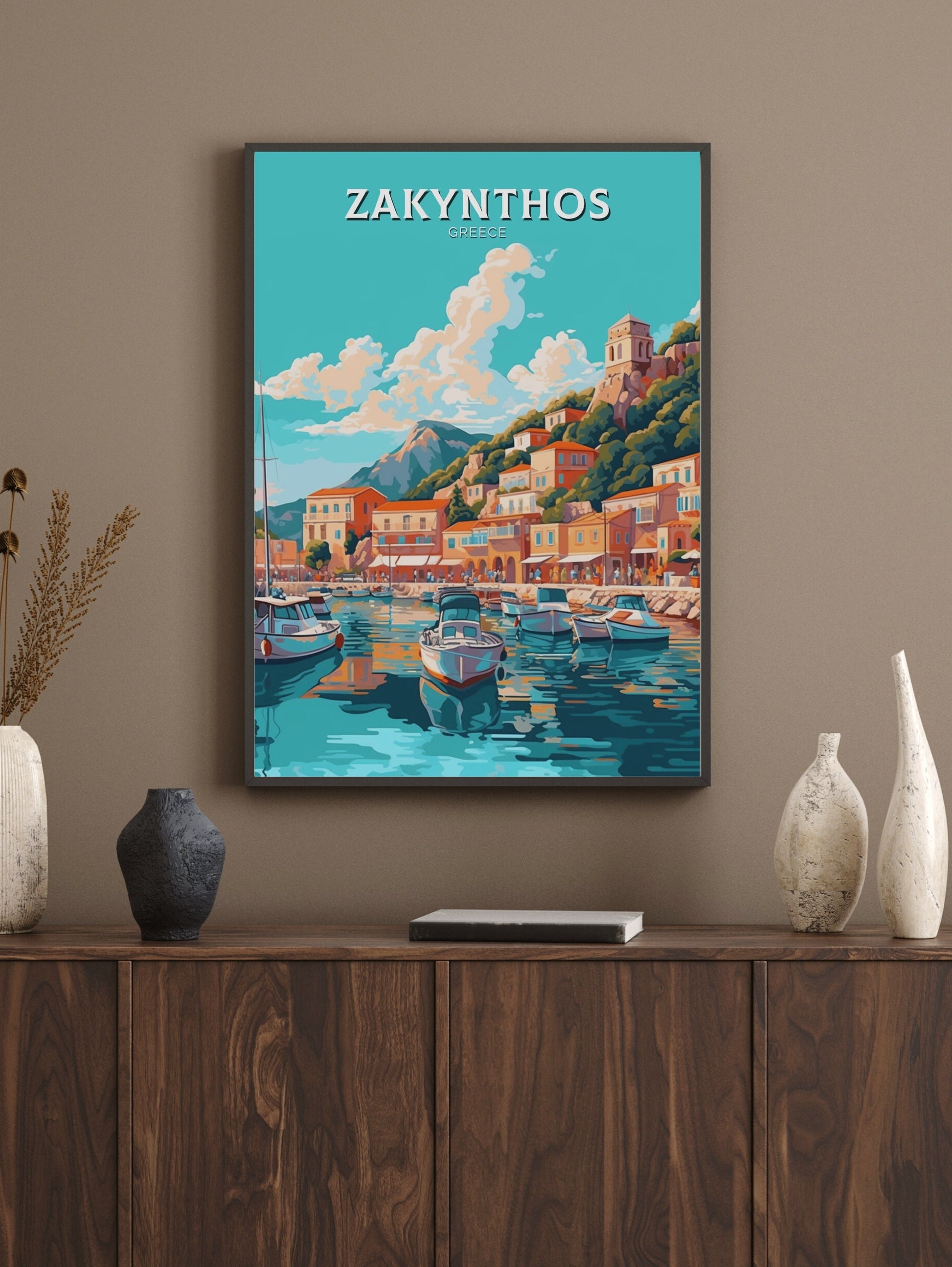 Zakynthos Travel Print | Zakynthos Poster | Zakynthos Illustration | Greece Print | Greece Home Décor | Zakynthos Art | Greek island ID 410