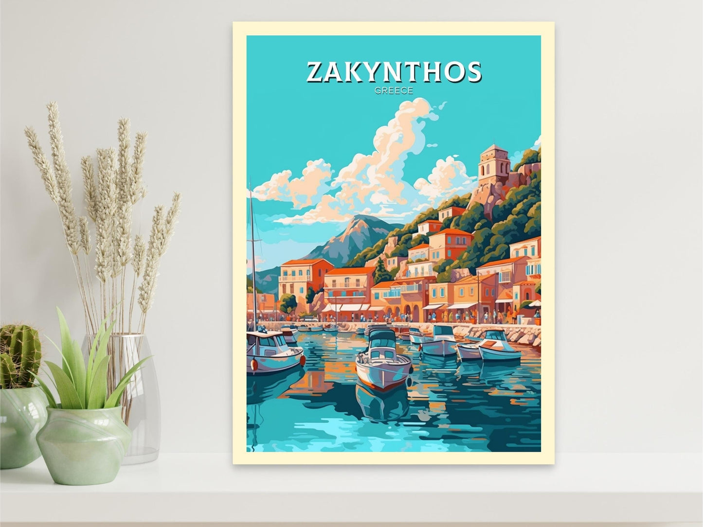 Zakynthos Travel Print | Zakynthos Poster | Zakynthos Illustration | Greece Print | Greece Home Décor | Zakynthos Art | Greek island ID 410